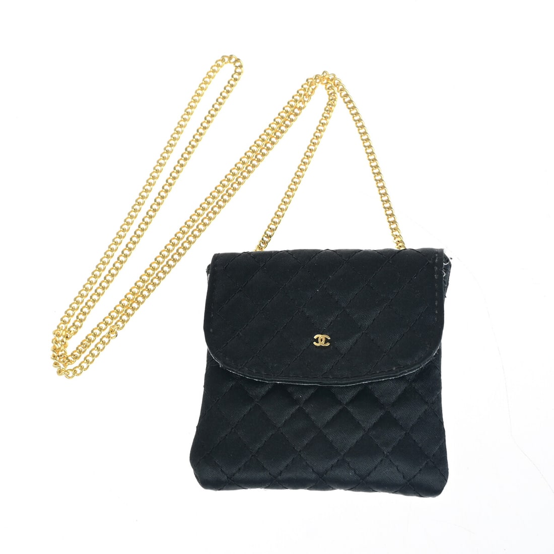 Chanel Black Canvas Micro Matelasse Pouch Shoulder Bag 8cm by 8cm by 1cm: Chanel Black Canvas Micro Matelasse Pouch Shoulder Bag 8cm by 8cm by 1cm This Chanel CC Logo Micro Matelasse Shoulder Bag Pouch is crafted from black canvas and designed for women. It features the ico