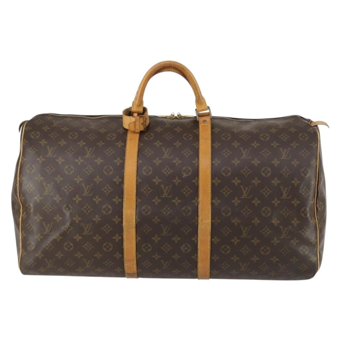 Unisex Louis Vuitton Keepall Brown Canvas Travel Bag 60cm: Unisex Louis Vuitton Keepall Brown Canvas Travel Bag 60cm Louis Vuitton Keepall Bag crafted from brown monogram canvas designed for unisex use. The bag features a spacious interior with an external po
