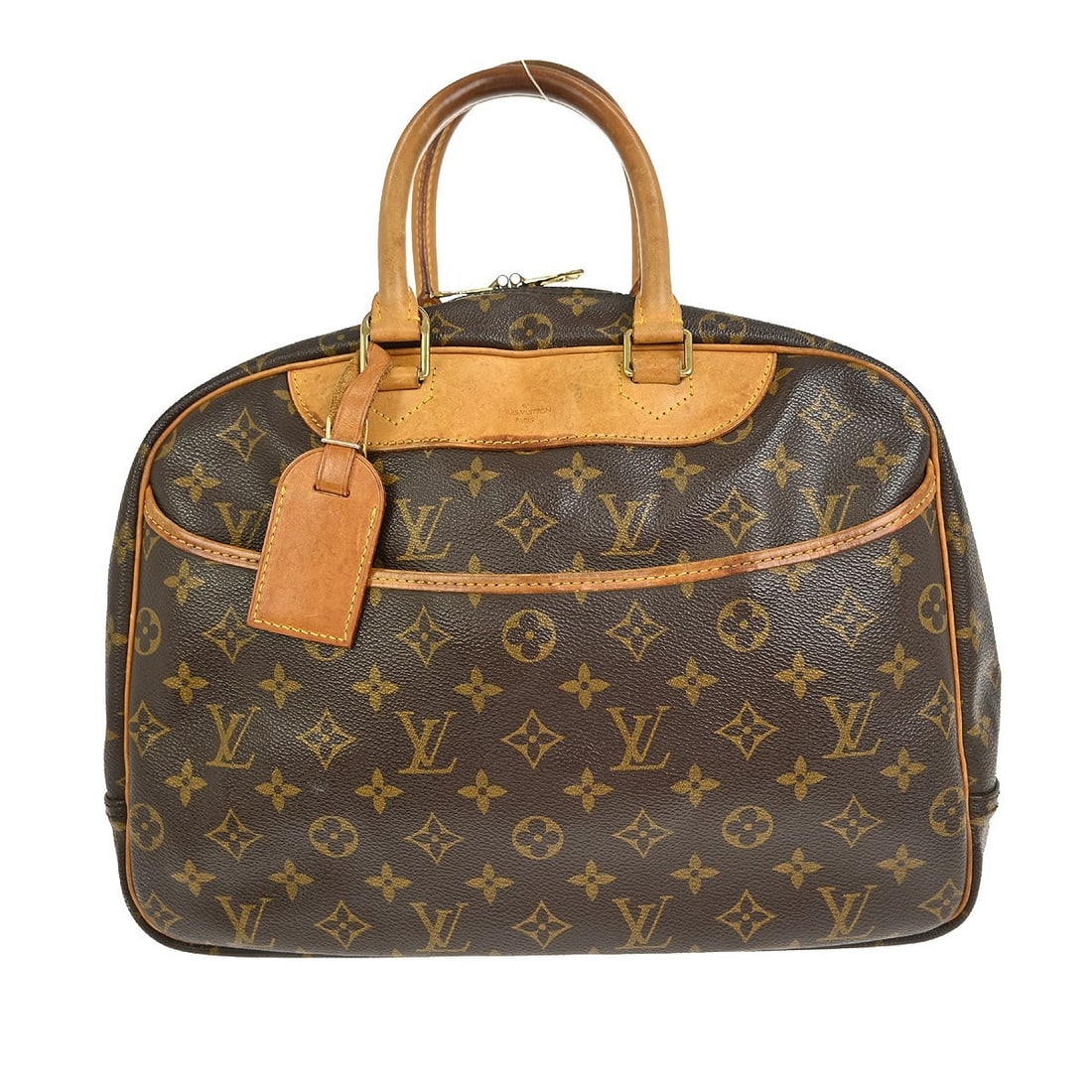 Louis Vuitton Deauville Monogram Canvas Medium Bowling Handbag M42270: Louis Vuitton Deauville Monogram Canvas Medium Bowling Handbag M42270 This Louis Vuitton Deauville Bowling handbag features the iconic monogram canvas leather exterior with beige double handles and a