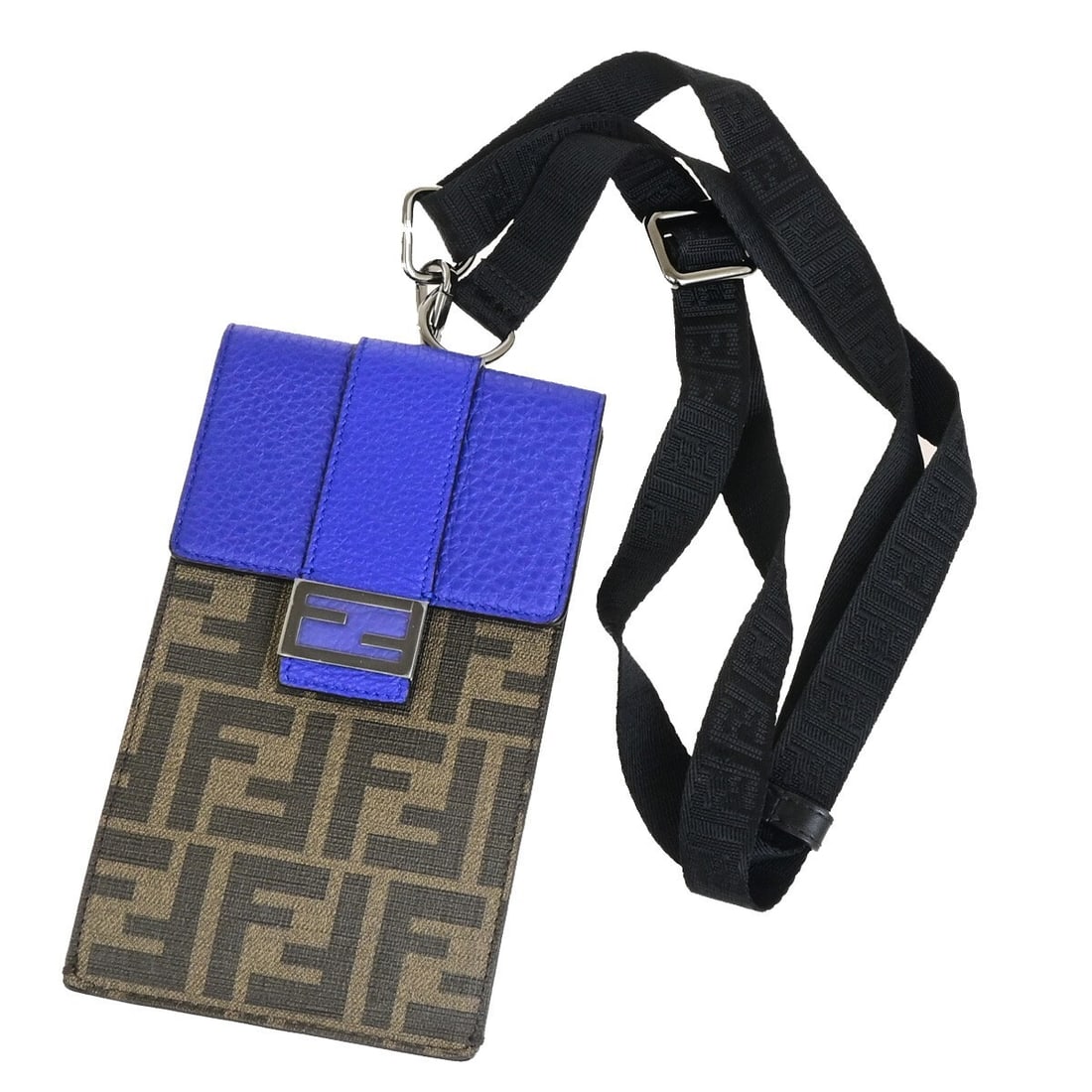 Fendi Zucca Canvas and Leather Phone Holder Bag: Fendi Zucca Canvas and Leather Phone Holder Bag This Fendi Phone Holder Bag is crafted from durable PVC featuring the classic Zucca canvas pattern combined with leather accents. Designed for women, it