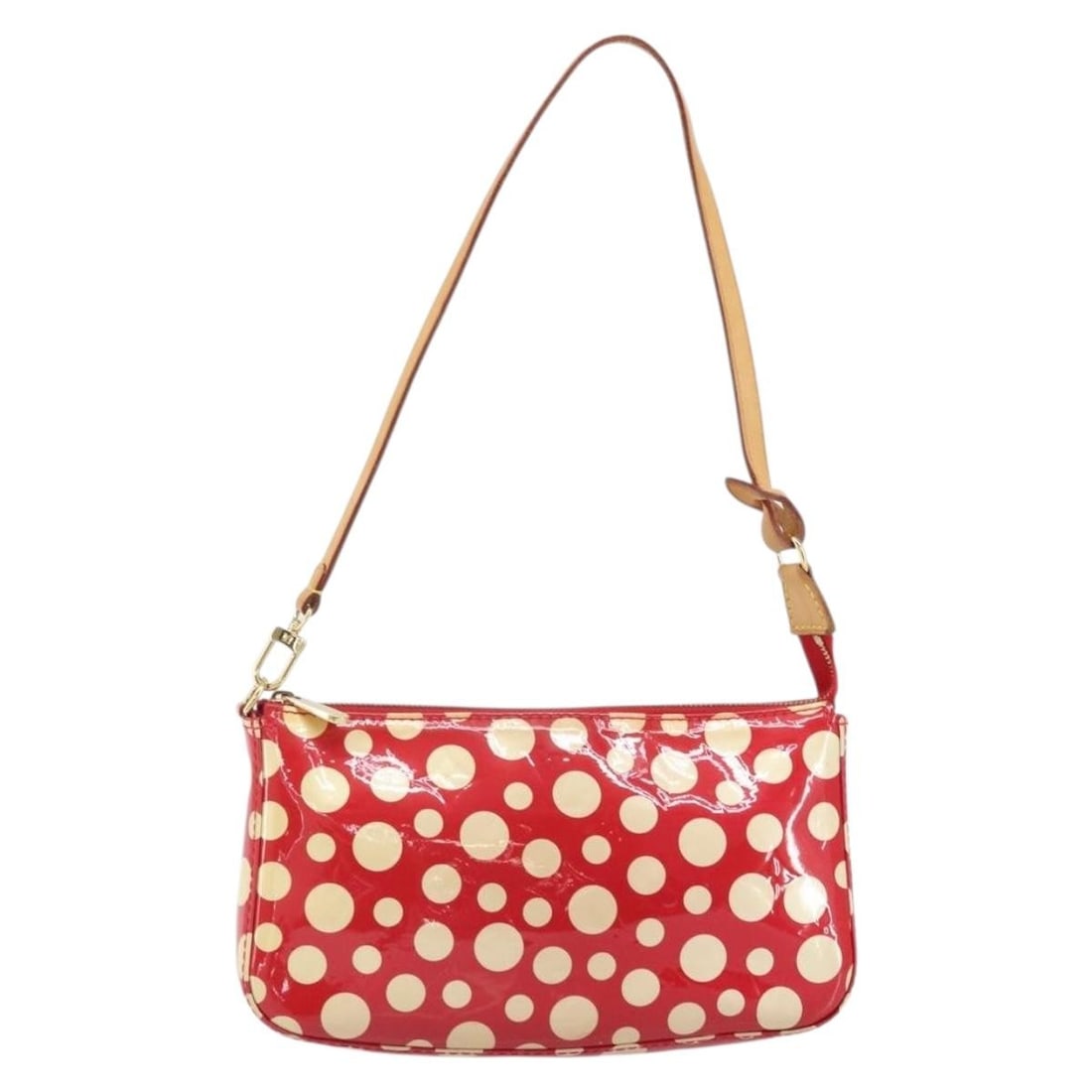 Louis Vuitton Patent Leather Red Yayoi Kusama Pochette Accessoires: Louis Vuitton Patent Leather Red Yayoi Kusama Pochette Accessoires This Louis Vuitton Yayoi Kusama Pochette Accessoires is crafted from red patent leather. It features a compact design suitable for fe