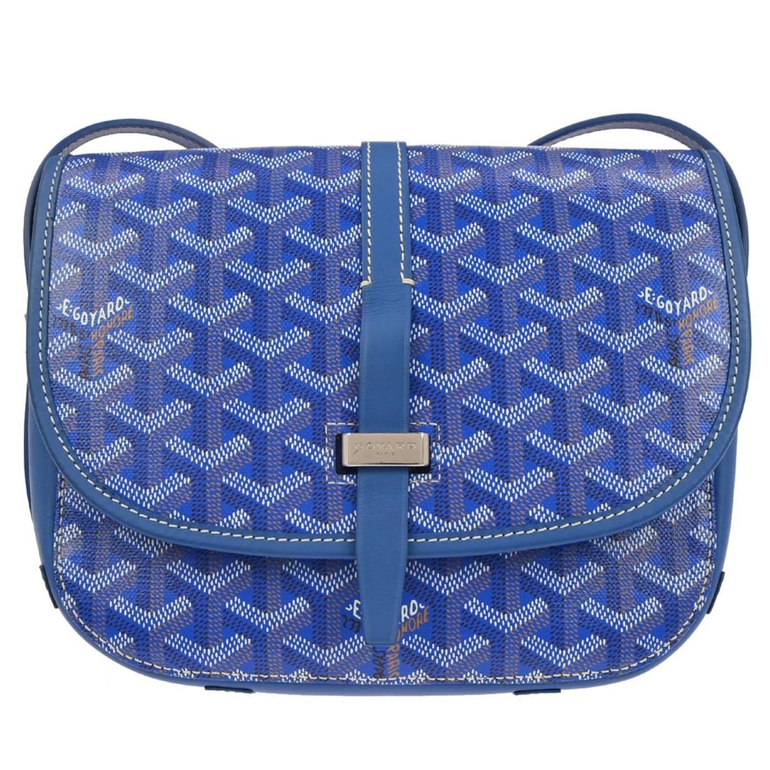 Goyard Belvedere PM Blue Coated Canvas Shoulder Bag Small: Goyard Belvedere PM Blue Coated Canvas Shoulder Bag Small This Goyard Belvedere PM shoulder bag features a blue coated canvas and leather exterior with signature logo accents. Designed for casual occa