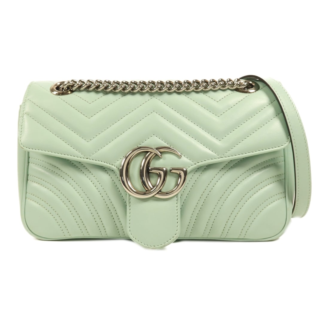 GUCCI GG Marmont Green Calfskin Leather Shoulder Bag 443497 (1 of 16)