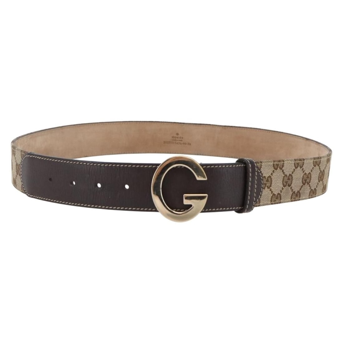 Gucci Beige Canvas G Buckle Unisex Belt 85cm: Gucci Beige Canvas G Buckle Unisex Belt 85cm This pre-owned Gucci G Buckle Belt features a beige canvas material and is designed for unisex wear. The belt showcases the iconic G buckle and is made in