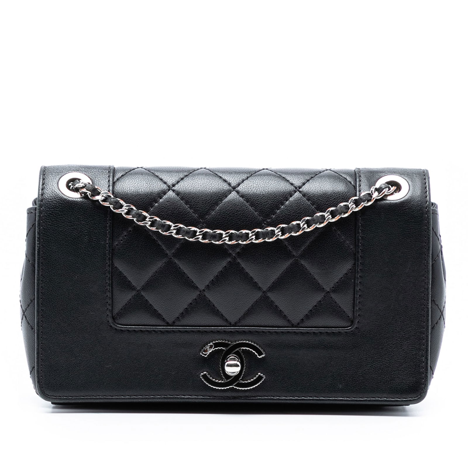 Black Quilted Lambskin Chanel Mademoiselle Small Flap Shoulder Bag (1 of 8)