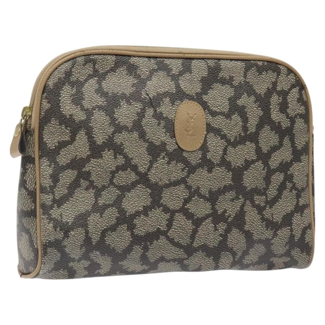 Saint Laurent Brown PVC Vintage Clutch 27cm by 19cm by 5cm: Saint Laurent Brown PVC Vintage Clutch 27cm by 19cm by 5cm This Saint Laurent vintage clutch is crafted from brown PVC and designed for women. It features metal fittings and a compact rectangular shap