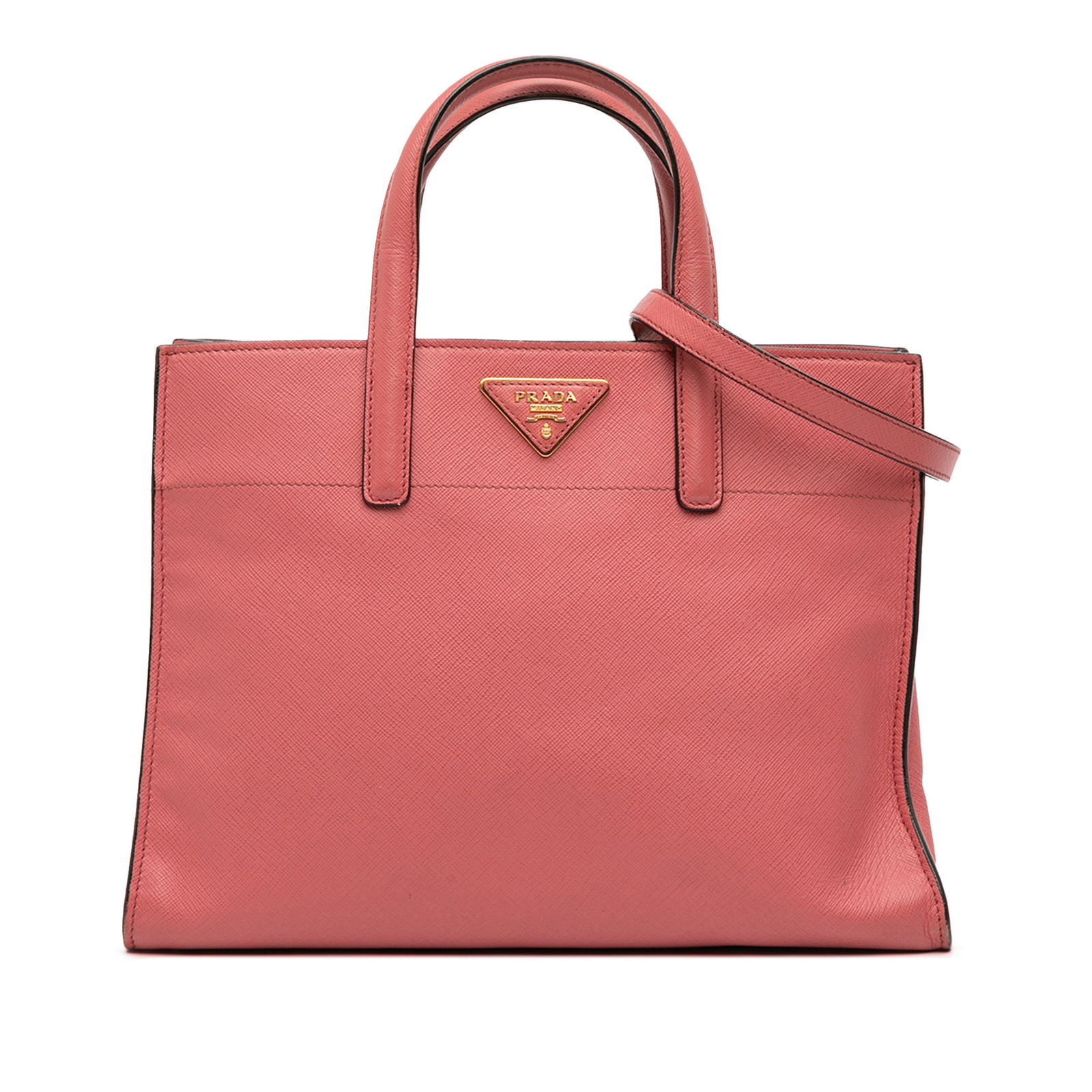 Prada Saffiano Soft Triple Pocket Tote Pink Leather Bag (1 of 11)