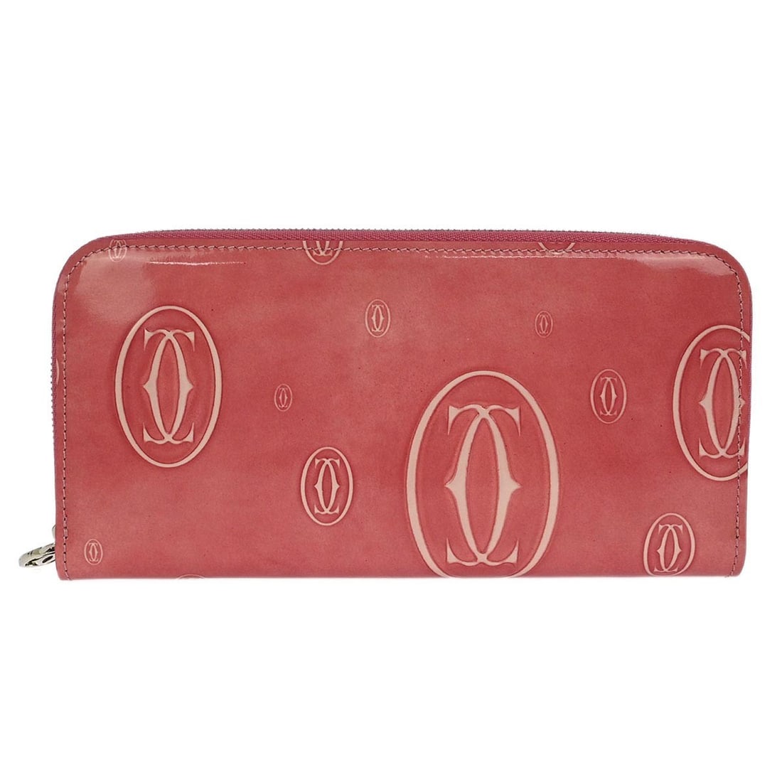 Cartier Pink Leather Zip-Around Happy Birthday Wallet: Cartier Pink Leather Zip-Around Happy Birthday Wallet This exquisite Cartier Happy Birthday Wallet is crafted from luxurious pink patent leather, showcasing a stylish zip-around design. Originating fr