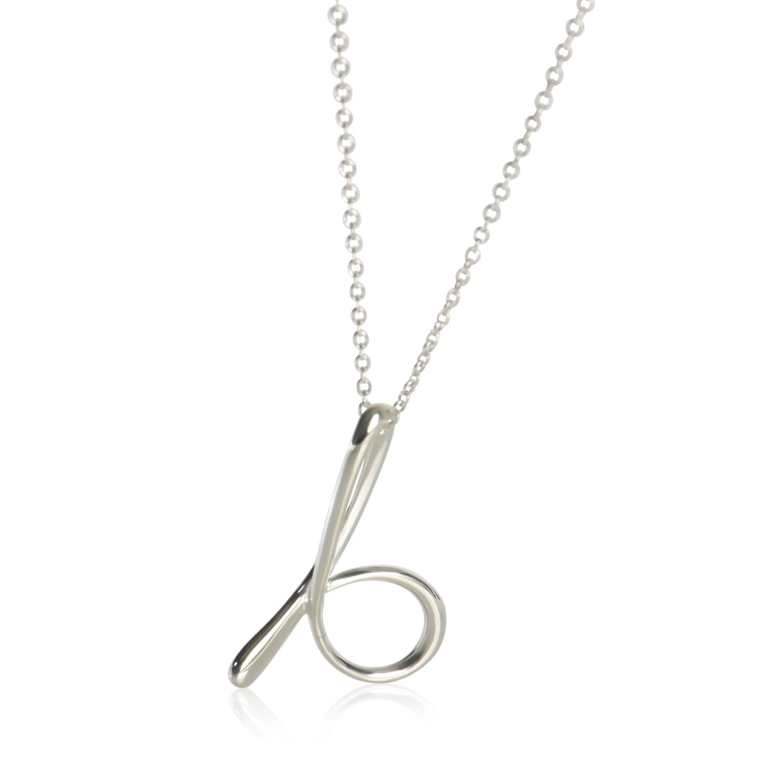Elsa Peretti Small Alphabet Pendant Necklace in Sterling Silver by Tiffany & Co.: Elsa Peretti Small Alphabet Pendant Necklace in Sterling Silver by Tiffany & Co. This Tiffany & Co. Elsa Peretti Small Alphabet pendant is crafted from 925 sterling silver and features a minimalist de