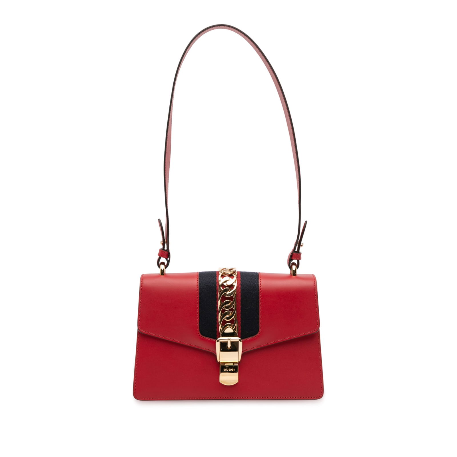 Red Leather Sylvie Web Satchel Bag by Gucci Small (1 of 11)