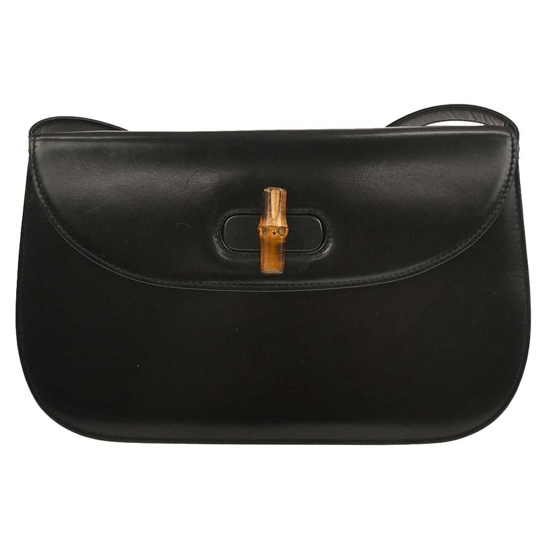 Black Leather Gucci Bamboo Handle Vintage Handbag (1 of 10)