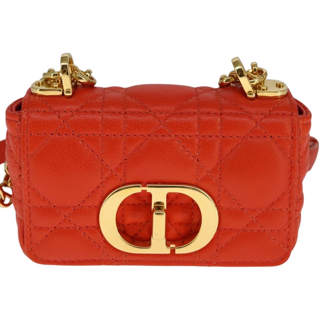 Caro Orange Leather Cannage Quilted Shoulder Bag by Christian Dior: Caro Orange Leather Cannage Quilted Shoulder Bag by Christian Dior This Christian Dior Caro Bag features the signature Cannage quilted calfskin leather in a vibrant orange color. Designed for women, t