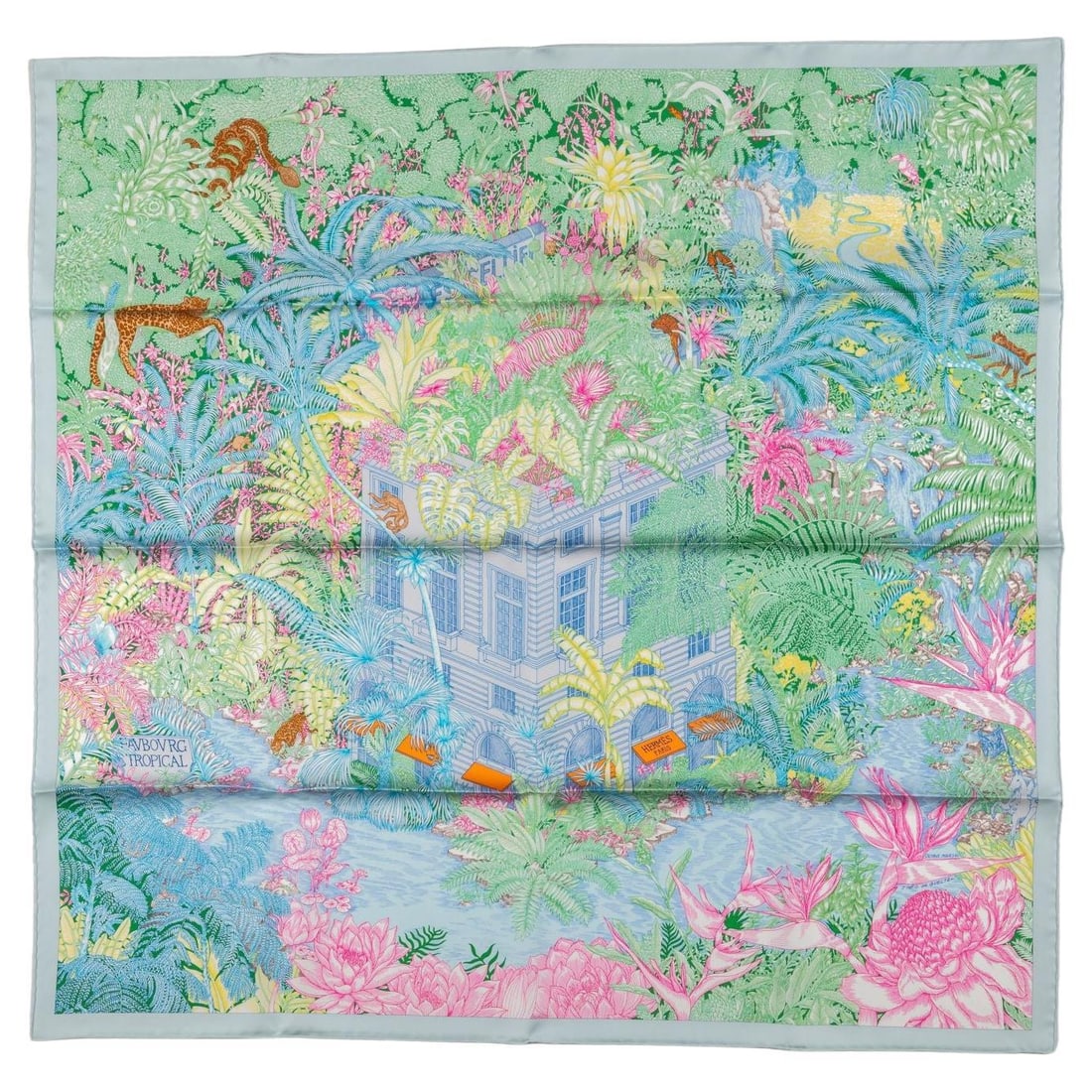 Hermes Tropical Garden Multicolor Silk Scarf 35 in New: Hermes Tropical Garden Multicolor Silk Scarf 35 in New Elevate your accessory collection with this exquisite Hermes Tropical Garden scarf. Crafted from 100% silk, this scarf features a stunning multic