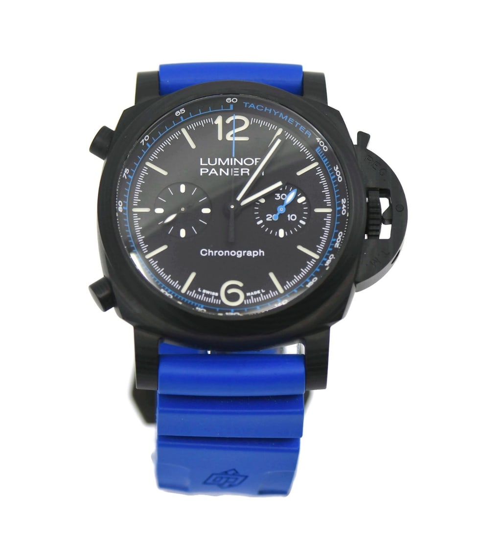 Panerai Luminor PAM01219 Carbon Fiber Automatic Watch with Box and Papers: Panerai Luminor PAM01219 Carbon Fiber Automatic Watch with Box and Papers This Panerai Luminor Carbotech Carbon Watch, reference PAM01219, features a 44mm carbon fiber case with an analog display. The