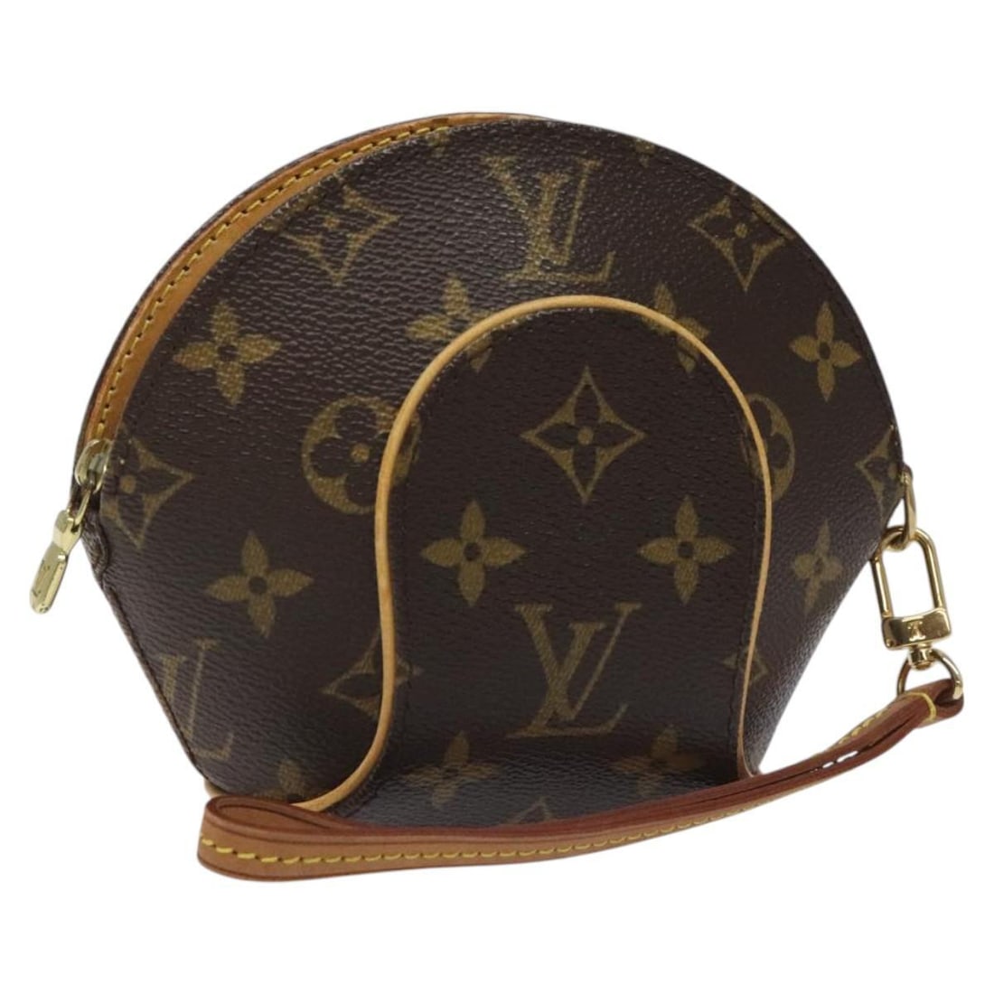 Ellipse Monogram Canvas Wristlet Clutch by Louis Vuitton: Ellipse Monogram Canvas Wristlet Clutch by Louis Vuitton The Louis Vuitton Ellipse Wristlet Clutch is crafted from signature monogram canvas in brown and is designed for women. This compact wristlet f