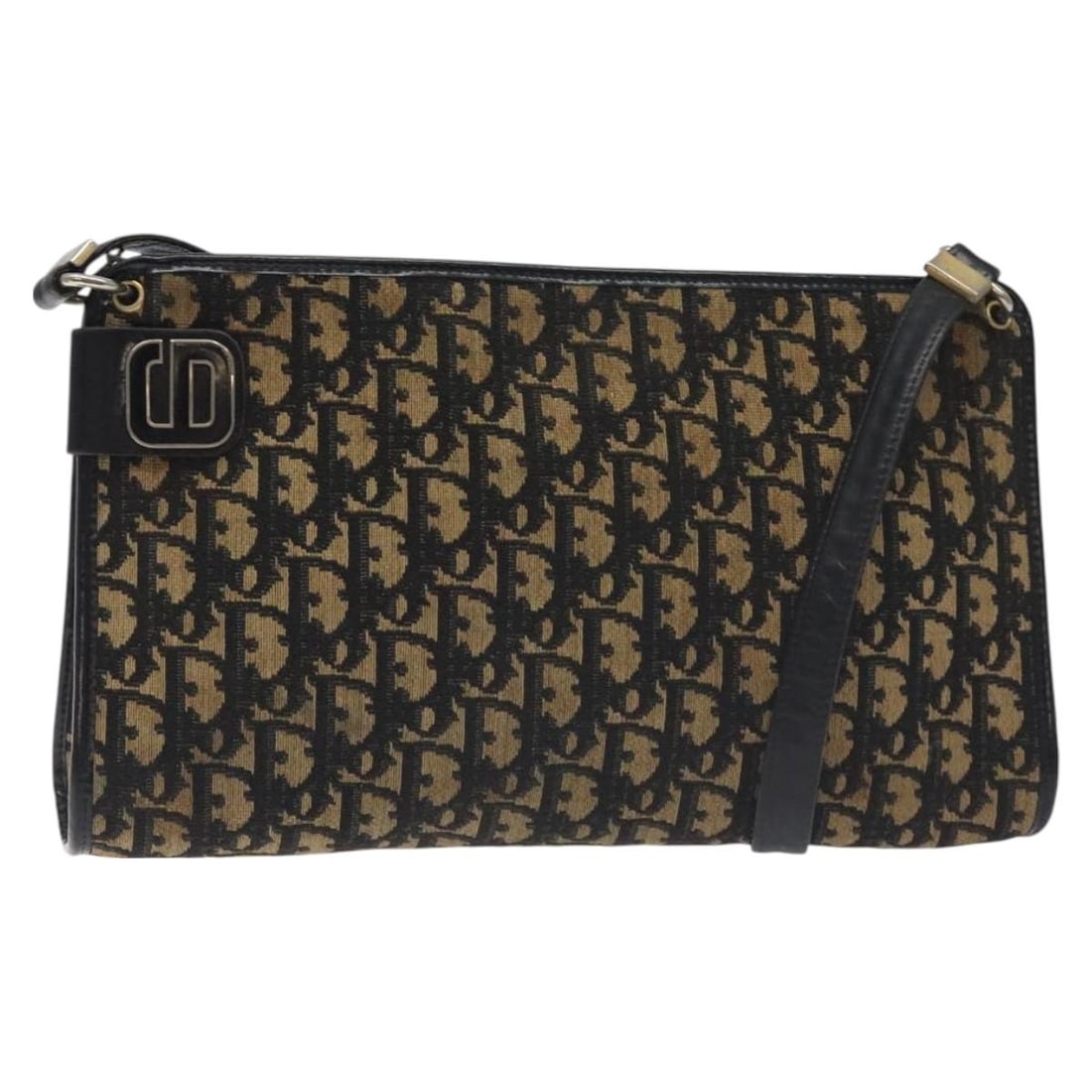 Vintage Christian Dior Navy Canvas Shoulder Bag 30cm x 17cm x 5cm: Vintage Christian Dior Navy Canvas Shoulder Bag 30cm x 17cm x 5cm This Christian Dior Vintage Trotter shoulder bag is crafted from navy canvas and designed for women. It features a worn exterior with