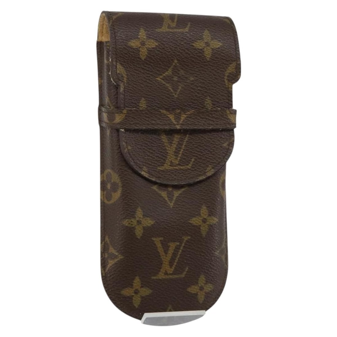Brown Canvas Eyewear Case by Louis Vuitton Etui a Lunette: Brown Canvas Eyewear Case by Louis Vuitton Etui a Lunette This pre-owned Louis Vuitton Etui a Lunette glasses case features a classic brown canvas design suitable for unisex use. It shows signs of sur