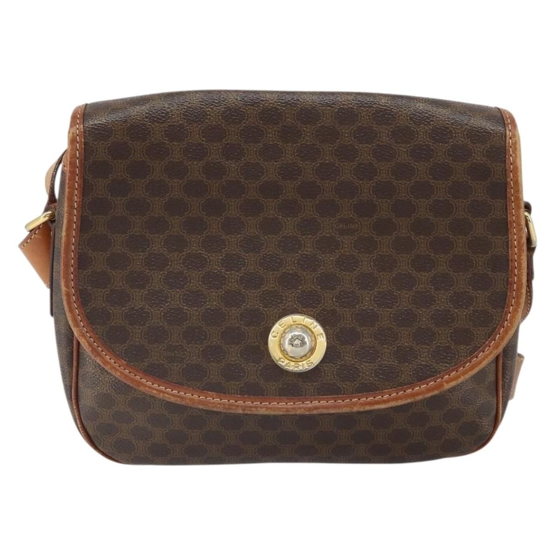 Vintage Celine Macadam Canvas Leather Shoulder Bag Brown (1 of 18)