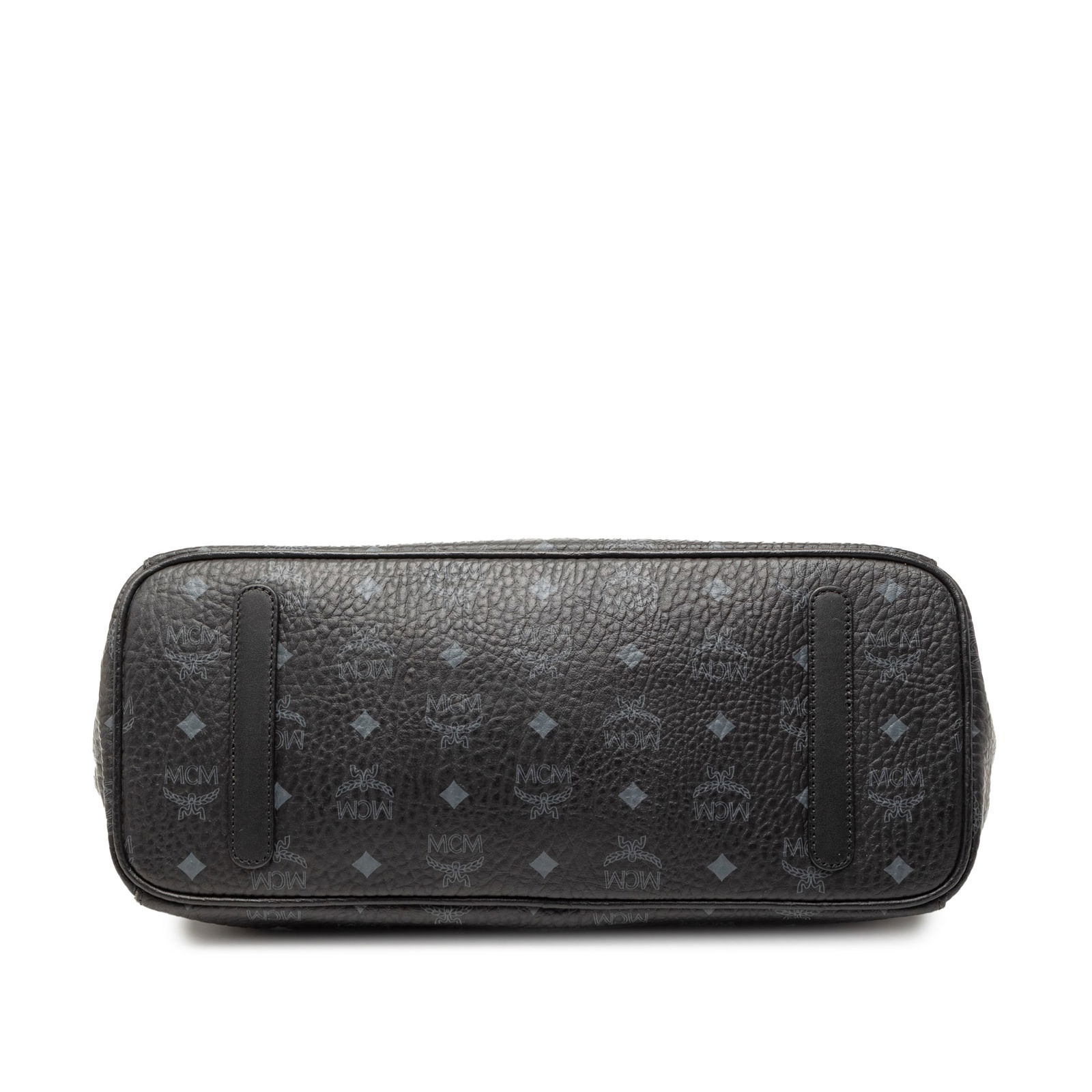 MCM Visetos Black Coated Canvas Tote with Leather Trim and Drawstring Sides - 3