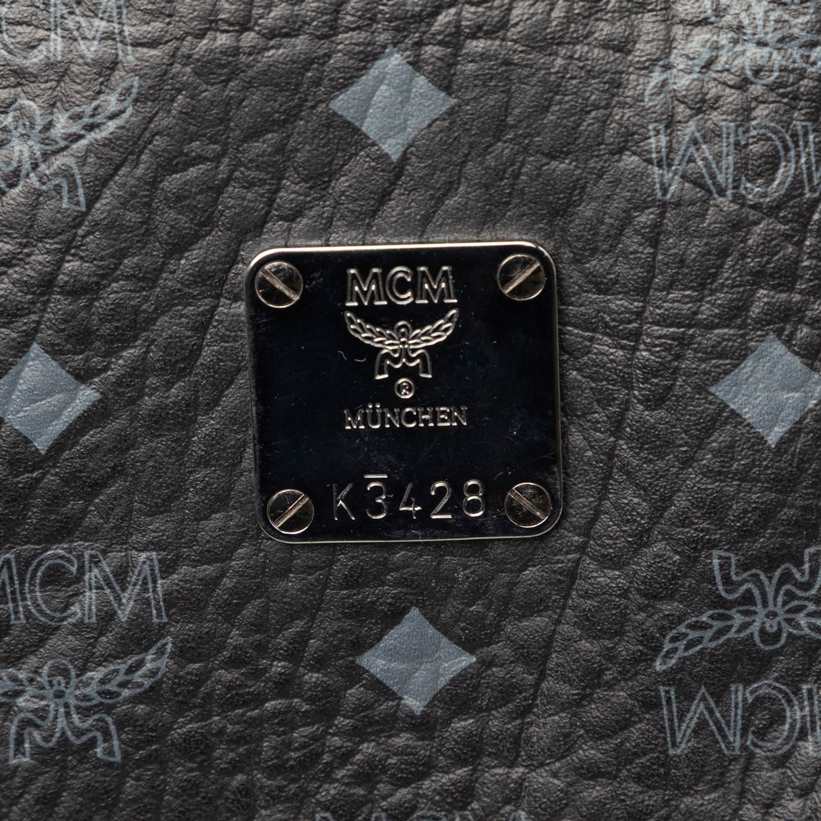 MCM Visetos Black Coated Canvas Tote with Leather Trim and Drawstring Sides - 6