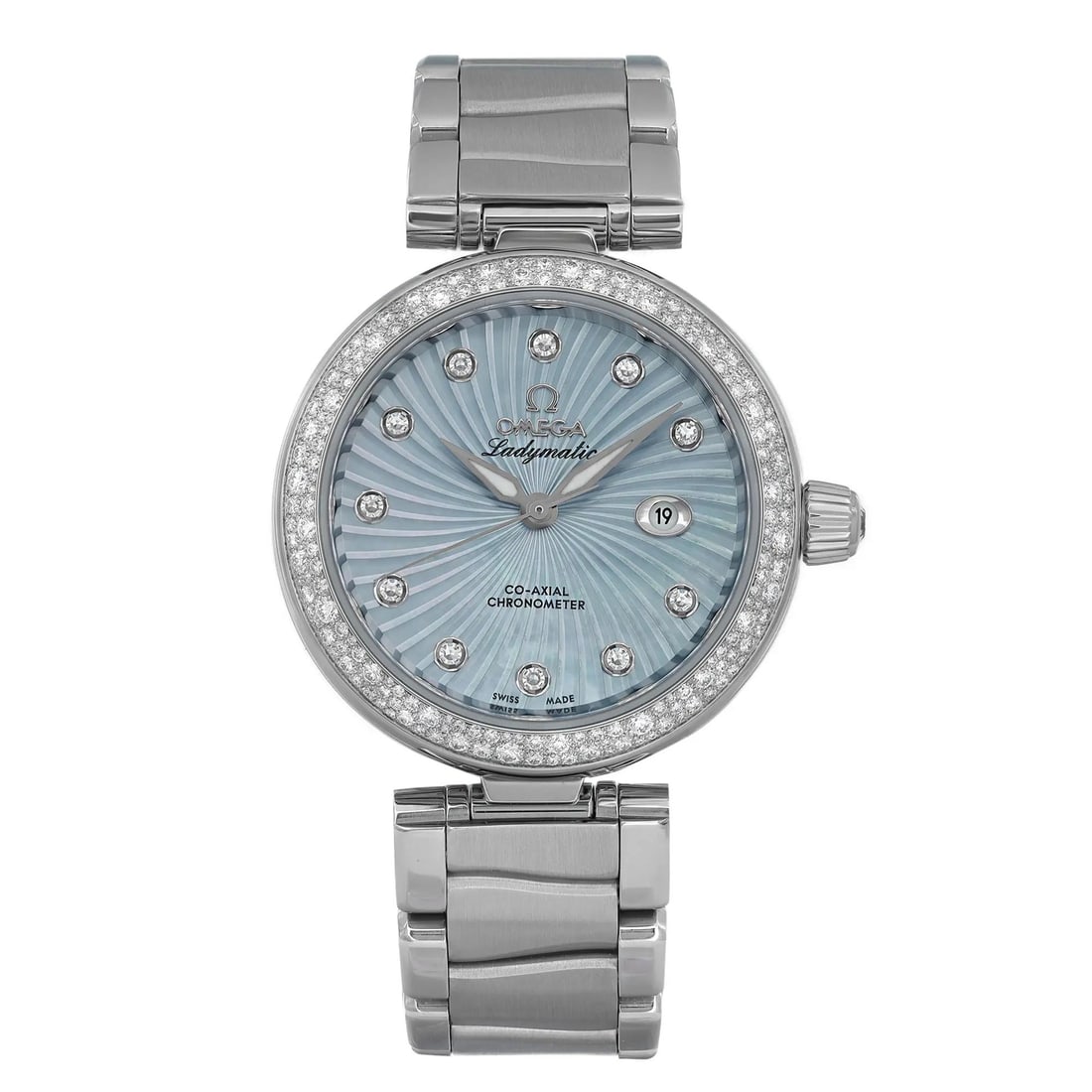 Omega De Ville Ladymatic Blue MOP Diamond Dial Automatic Watch 425.35.34.20.57.002: Omega De Ville Ladymatic Blue MOP Diamond Dial Automatic Watch 425.35.34.20.57.002 Experience luxury with the Omega De Ville Ladymatic, a stunning watch designed for the modern woman. This exquisite t