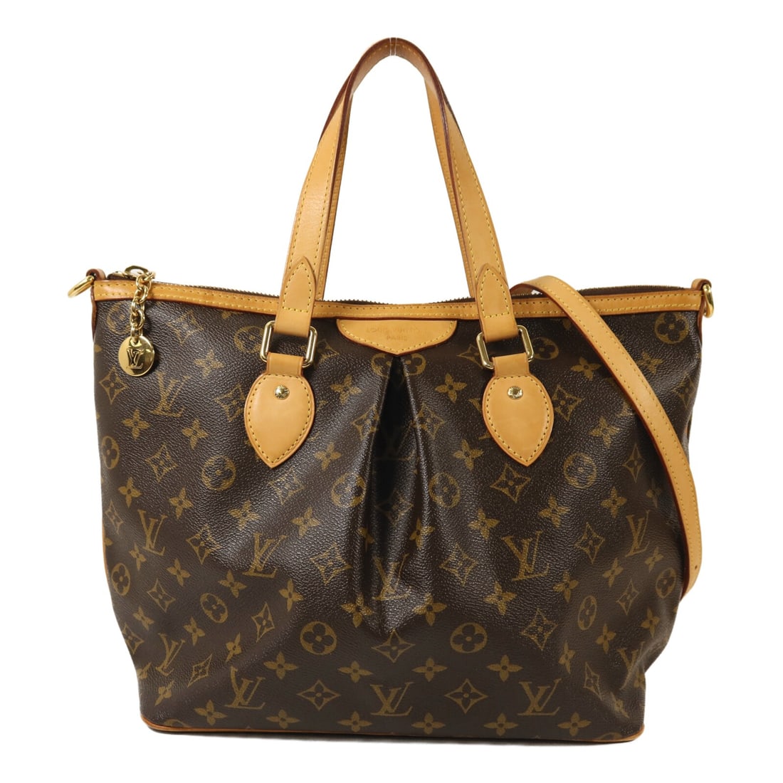 Louis Vuitton Palermo PM Monogram Shoulder Bag with Gold Hardware M40145: Louis Vuitton Palermo PM Monogram Shoulder Bag with Gold Hardware M40145 This Louis Vuitton Palermo PM is a versatile 2-way shoulder bag crafted from brown PVC coated canvas in the signature Monogram