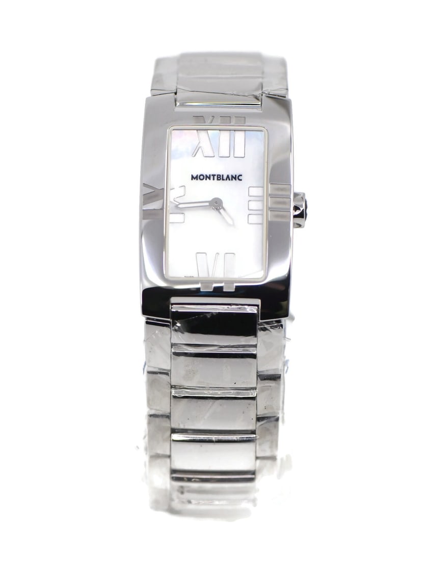 Montblanc Profile Elegance Quartz Stainless Steel Watch 104291 with Box and Papers: Montblanc Profile Elegance Quartz Stainless Steel Watch 104291 with Box and Papers Introducing the Montblanc Profile Elegance Stainless Steel Watch, model 104291. This sophisticated wristwatch feature