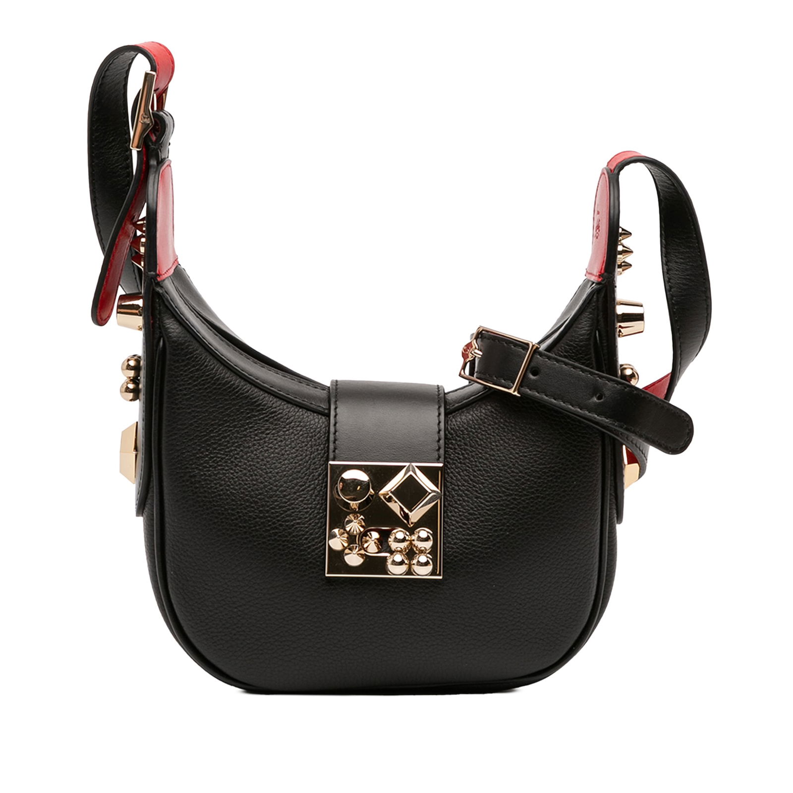 Christian Louboutin Mini Leather Carasky Crossbody Black with Studs: Christian Louboutin Mini Leather Carasky Crossbody Black with Studs The Christian Louboutin Mini Leather Carasky Crossbody is a stylish and functional accessory crafted from high-quality leather. This