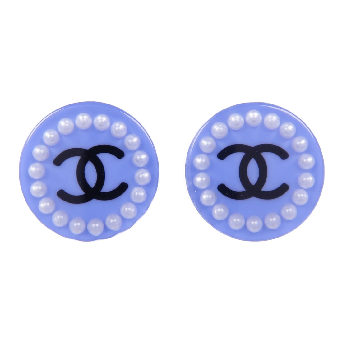 CHANEL Light Blue PVC CC Pierced Earrings Fashion Accessory: CHANEL Light Blue PVC CC Pierced Earrings Fashion Accessory These exquisite CHANEL CC Earrings are crafted from high-quality materials and feature a stunning light blue color that adds a touch of eleg