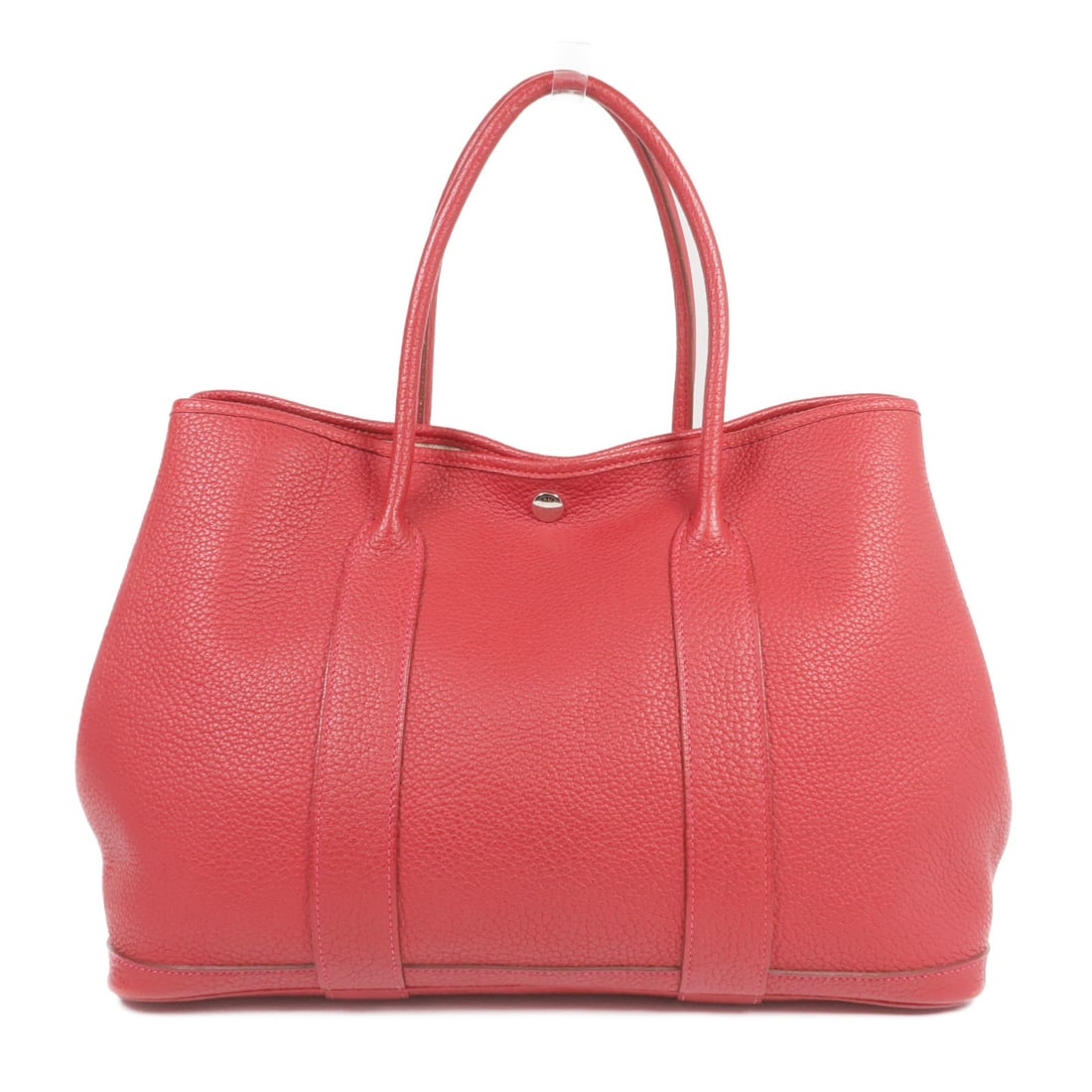 HERMES Garden Party PM Tote Bag Negonda Leather Red PHW: HERMES Garden Party PM Tote Bag Negonda Leather Red PHW This HERMES Garden Party PM Tote Bag is crafted from premium negonda leather in a striking Rouge Casaque color. Designed for both style and func
