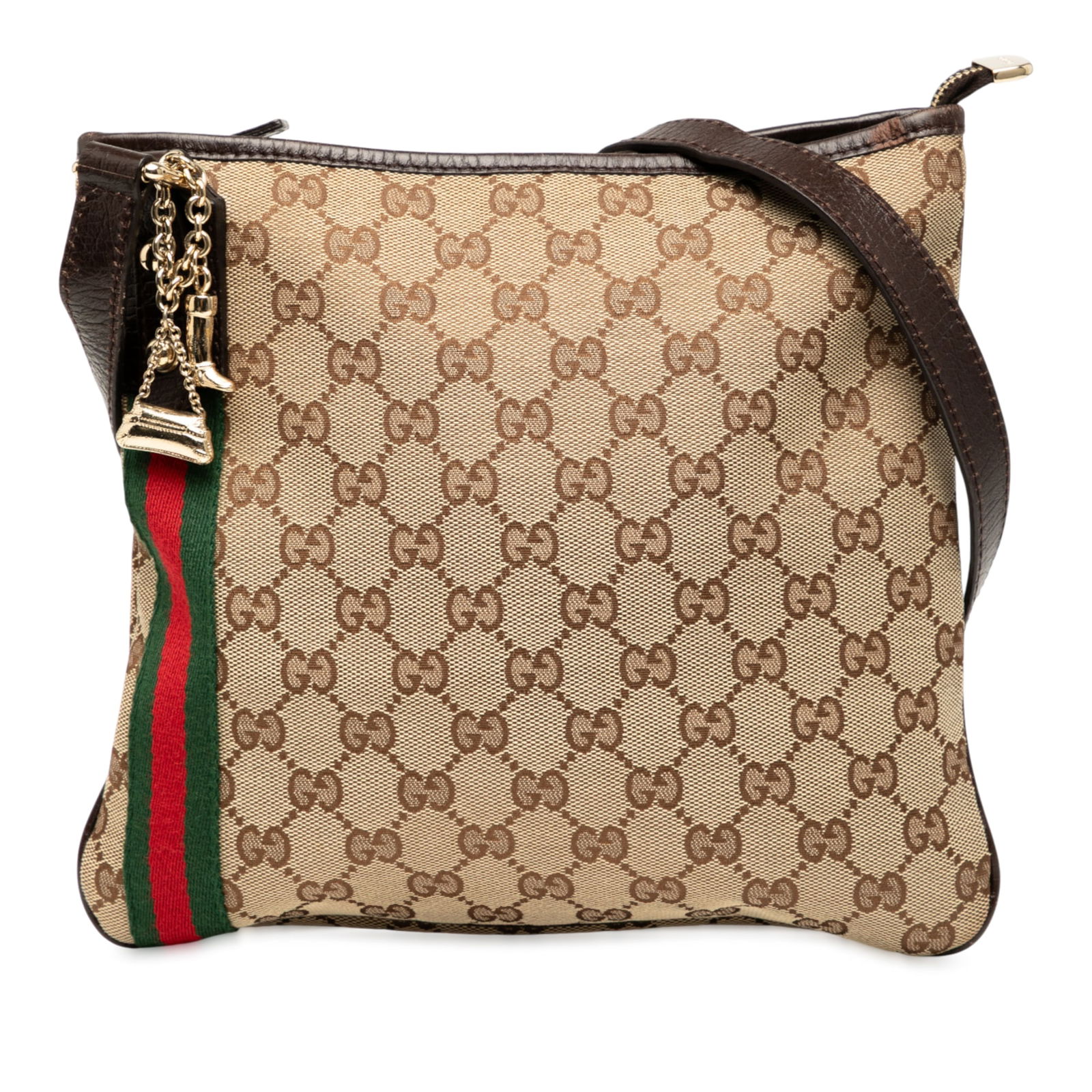 Gucci GG Canvas Jolicoeur Crossbody Bag Brown Leather Trim (1 of 7)