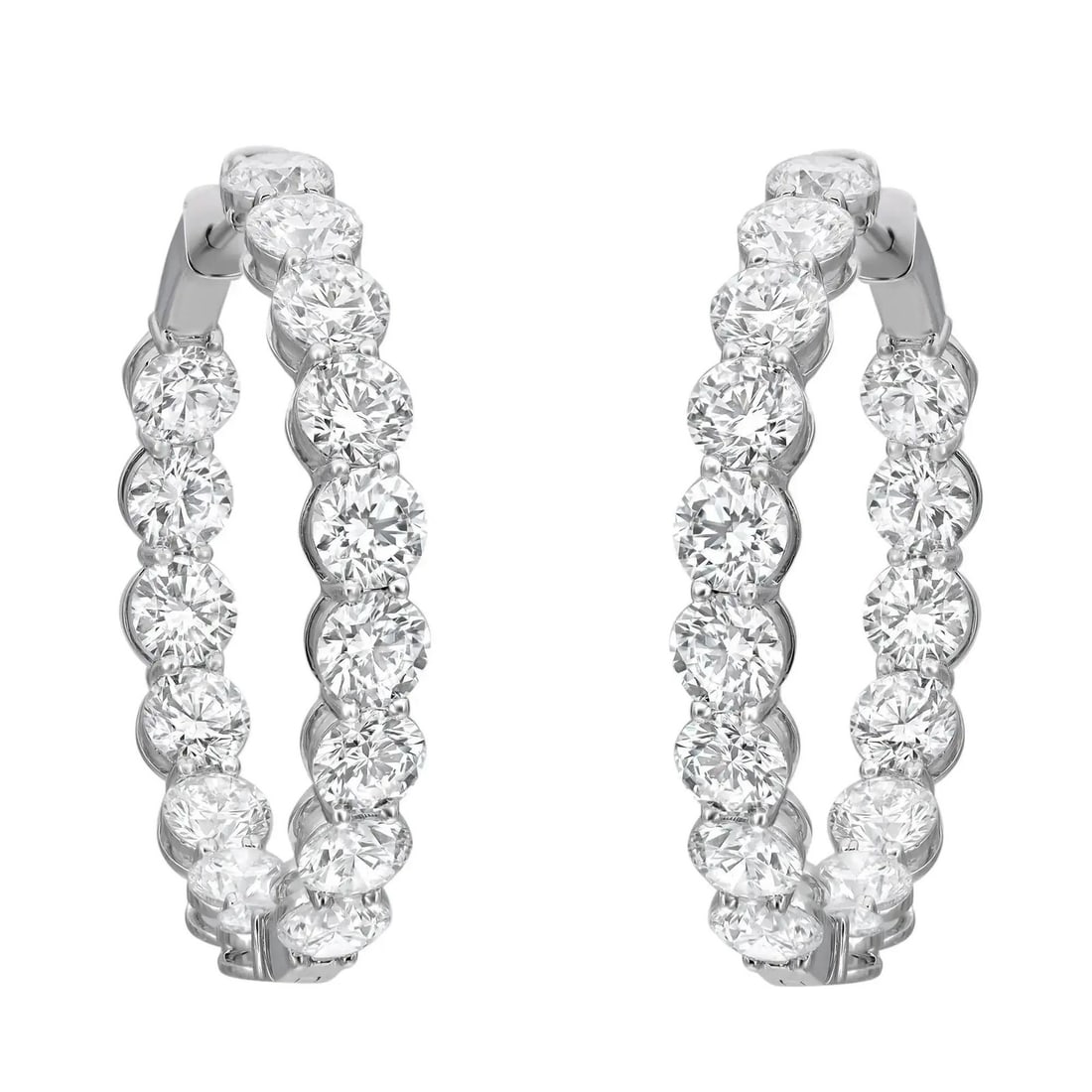 Rachel Koen Huggie Earrings 14K White Gold Lab Diamonds 1.99ctw Round Cut (1 of 4)