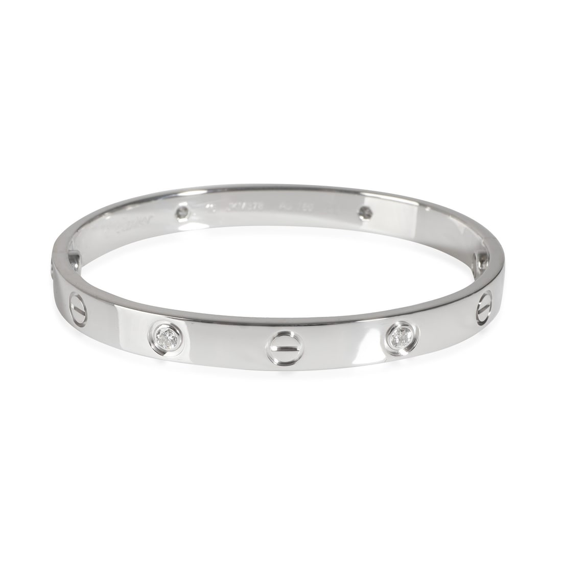 18k White Gold Cartier Love Bracelet with 0.42ct Diamonds 16cm: 18k White Gold Cartier Love Bracelet with 0.42ct Diamonds 16cm This Cartier Love Bracelet from the Love collection is crafted in 18k white gold and features round brilliant white diamonds with a total