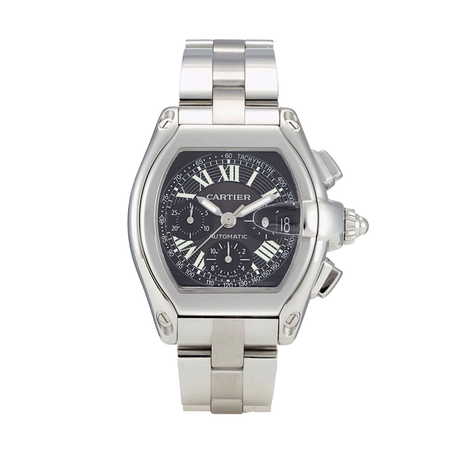 40mm Cartier Roadster Ref 2618 Stainless Steel Black Dial Watch (1 of 4)