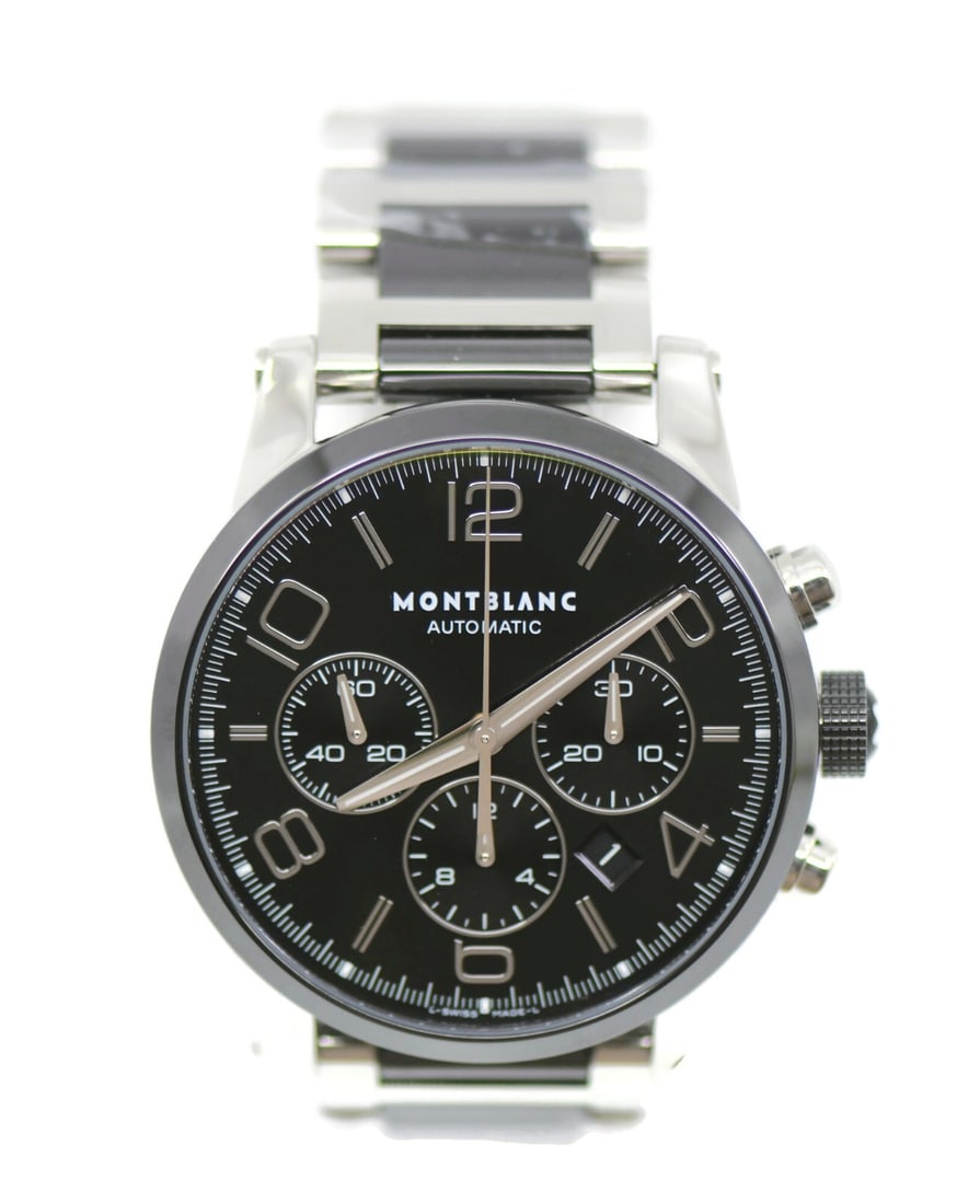 Montblanc Timewalker Ceramic Stainless Steel Watch 43mm Ref 103094 with Box and Papers: Montblanc Timewalker Ceramic Stainless Steel Watch 43mm Ref 103094 with Box and Papers Discover the Montblanc Timewalker Ceramic Stainless Steel Watch, a stunning blend of style and functionality. Thi