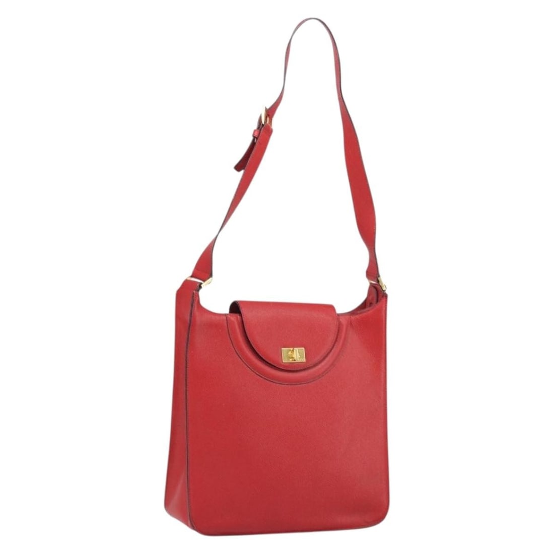 Red Leather BALLY Shoulder Bag with Gold Accents Made in Italy: Red Leather BALLY Shoulder Bag with Gold Accents Made in Italy This BALLY shoulder bag features a stylish red and gold leather exterior. Made in Italy, it offers a spacious design with both elegance a