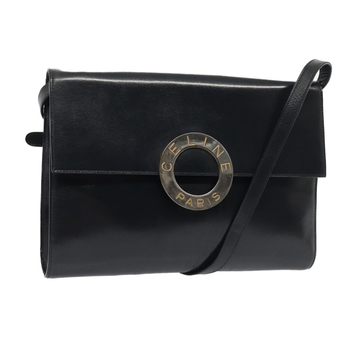 Vintage Celine Leather Crossbody Bag with Circle Logo Navy: Vintage Celine Leather Crossbody Bag with Circle Logo Navy This vintage Celine crossbody bag features the iconic circle logo and is crafted from navy leather. Designed for women, it offers a compact a