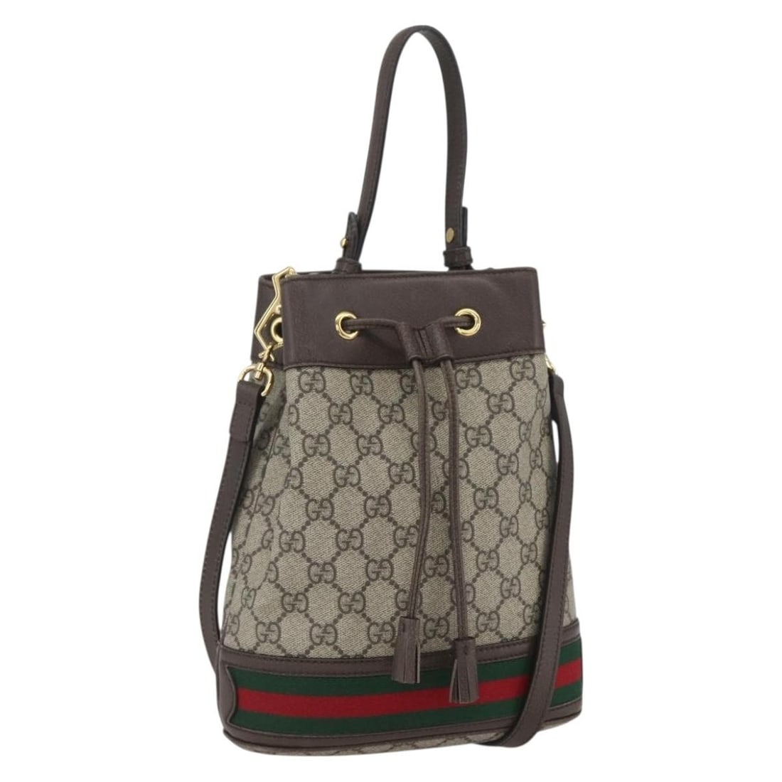 Gucci Ophidia GG Supreme Beige PVC Handbag with Web Stripe and 2way Strap: Gucci Ophidia GG Supreme Beige PVC Handbag with Web Stripe and 2way Strap This is a Gucci GG Supreme Ophidia 2-way handbag featuring the signature Web Sherry Line. The bag is crafted from beige PVC le
