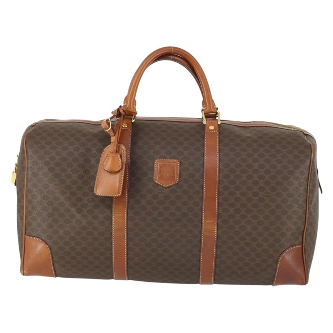 Vintage Celine Macadam Boston Bag Canvas Leather Brown 49cm (1 of 18)