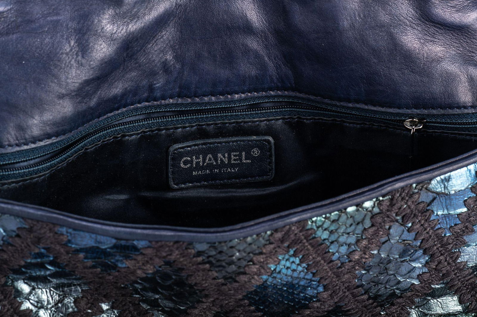 Chanel Maxi Python Bag Navy Blue Collection 11 Authentic - 12