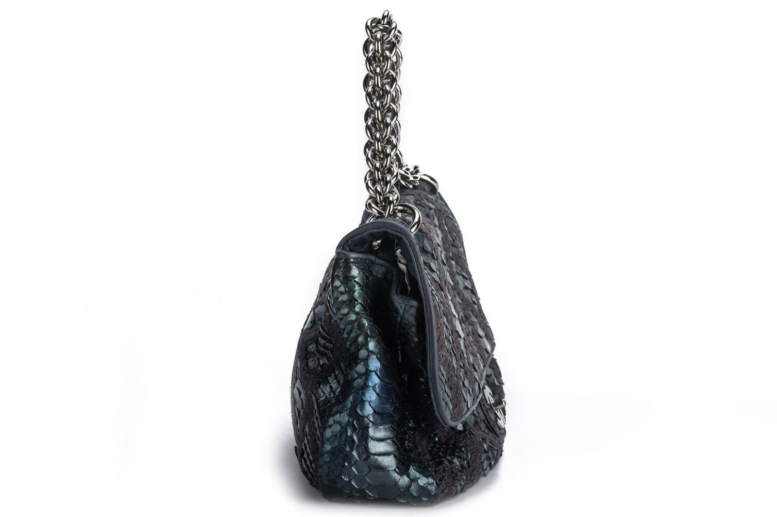 Chanel Maxi Python Bag Navy Blue Collection 11 Authentic - 3