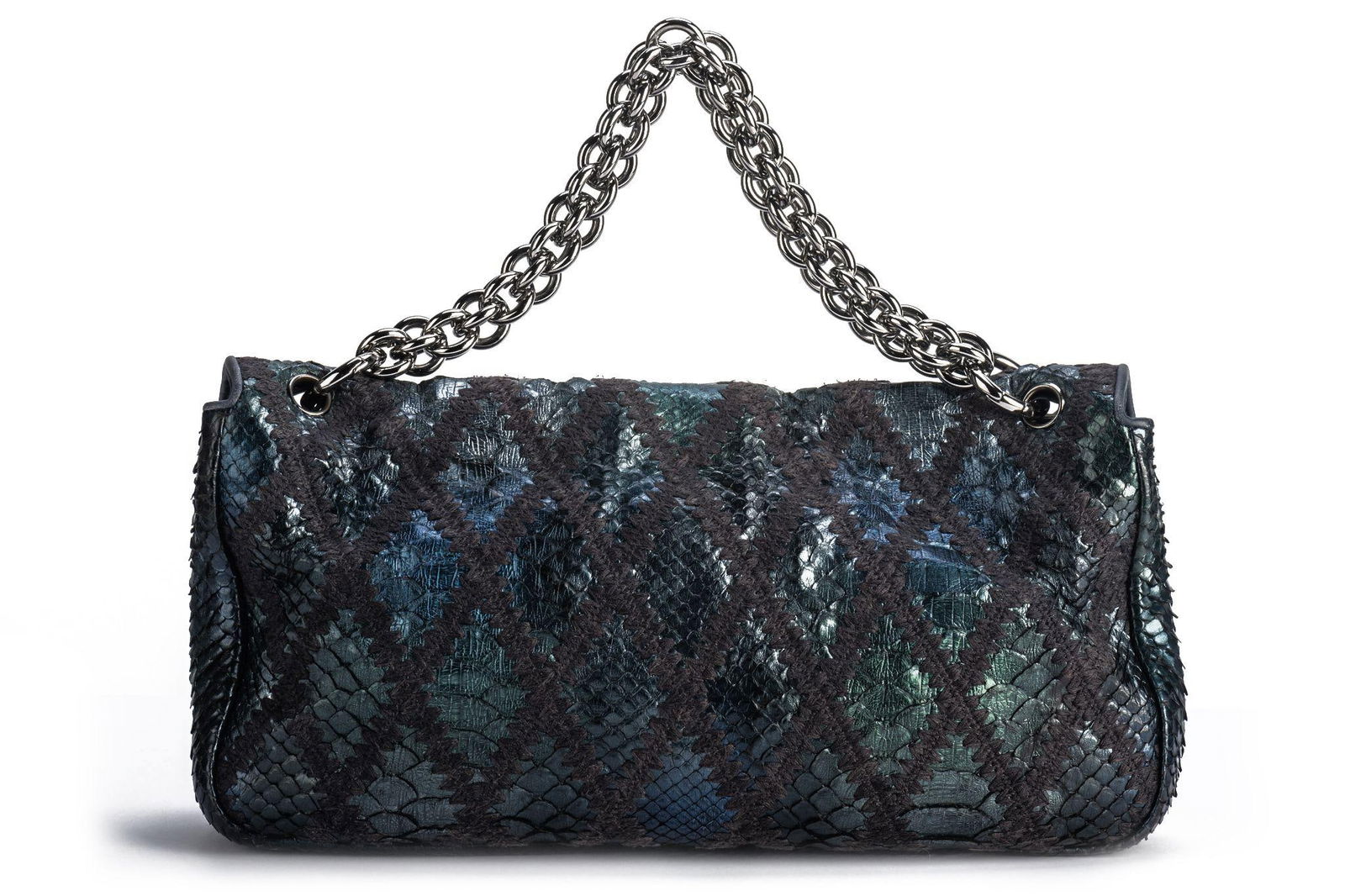 Chanel Maxi Python Bag Navy Blue Collection 11 Authentic - 4