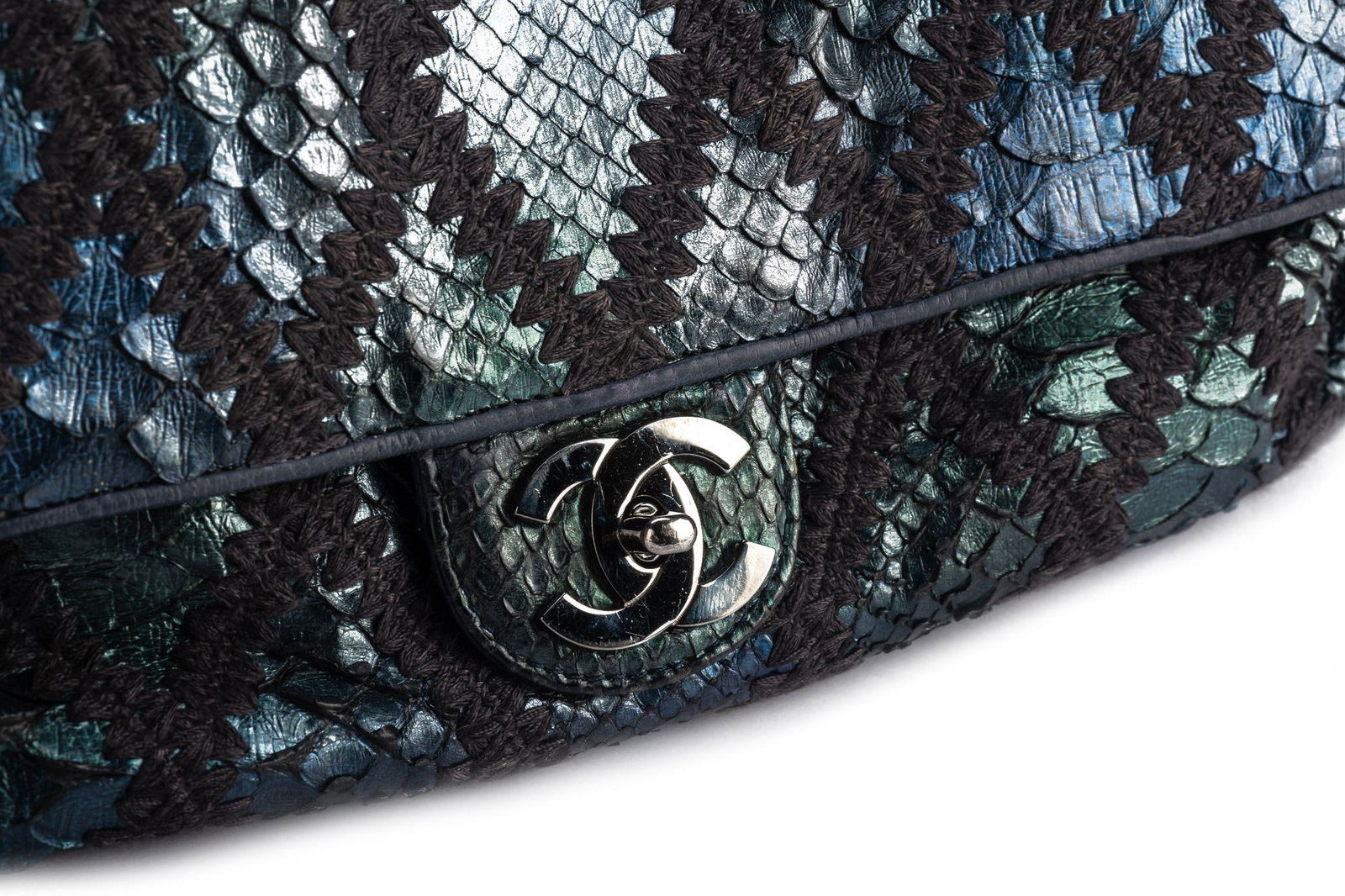 Chanel Maxi Python Bag Navy Blue Collection 11 Authentic - 7