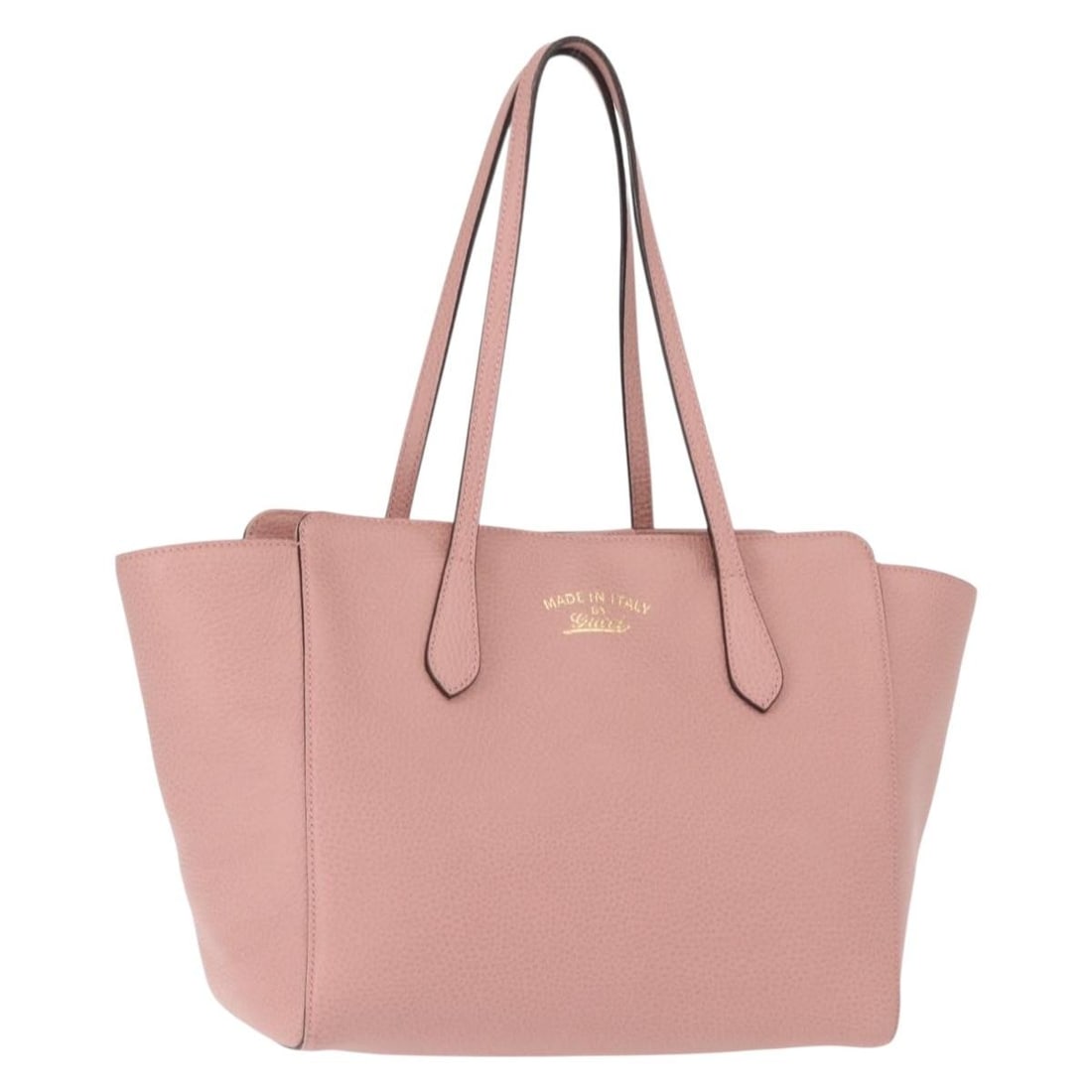 Pink Gucci Swing Tote Bag Leather 41cm Italian Designer Handbag: Pink Gucci Swing Tote Bag Leather 41cm Italian Designer Handbag This Gucci Swing Tote is crafted from pink leather and designed for women. It features a spacious interior and metal fittings. The bag s