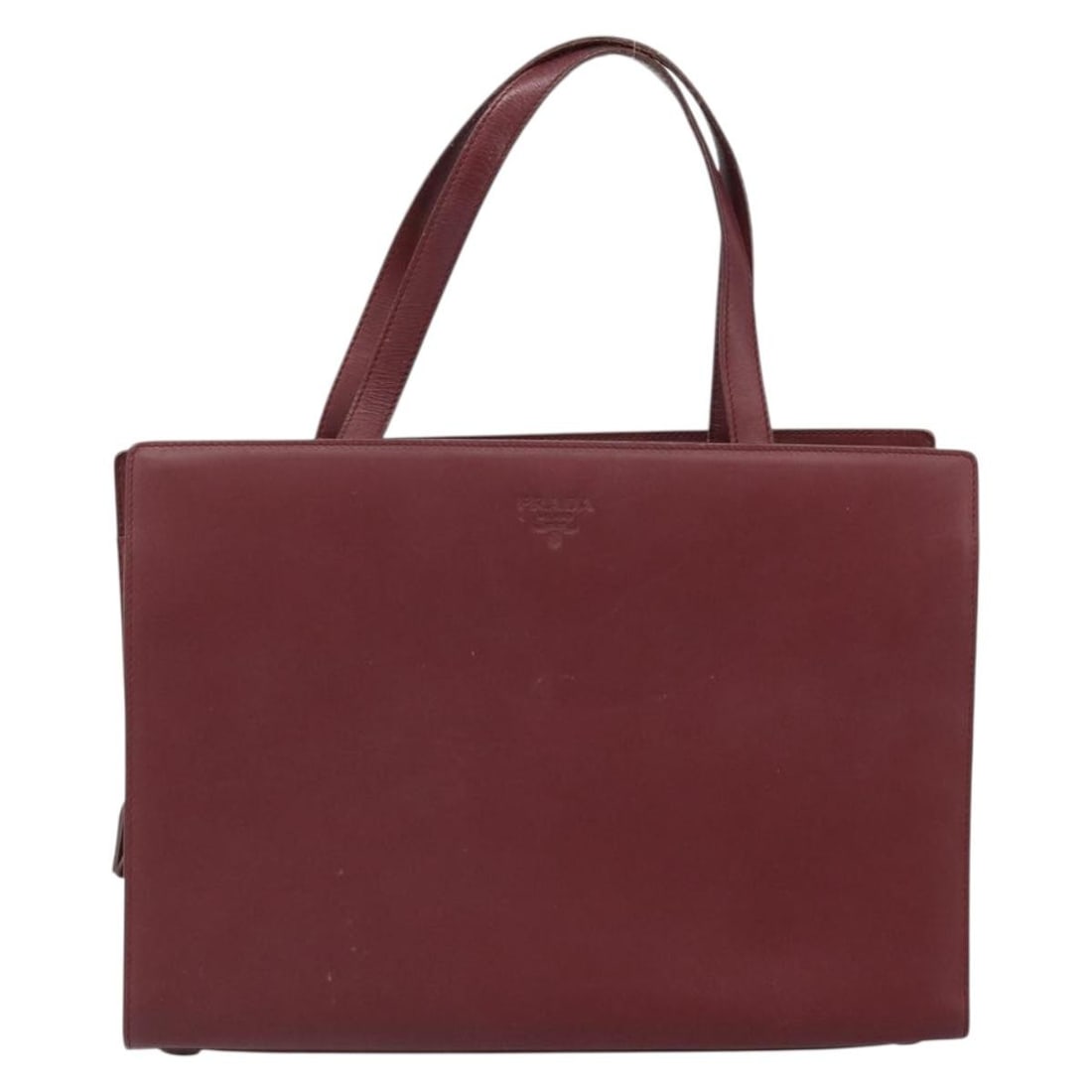 Burgundy Leather Prada Vintage Women's Handbag 29cm by 20cm by 8cm: Burgundy Leather Prada Vintage Women's Handbag 29cm by 20cm by 8cm This Prada vintage handbag is crafted from burgundy leather and designed for female use. It features metal fittings and shows signs o