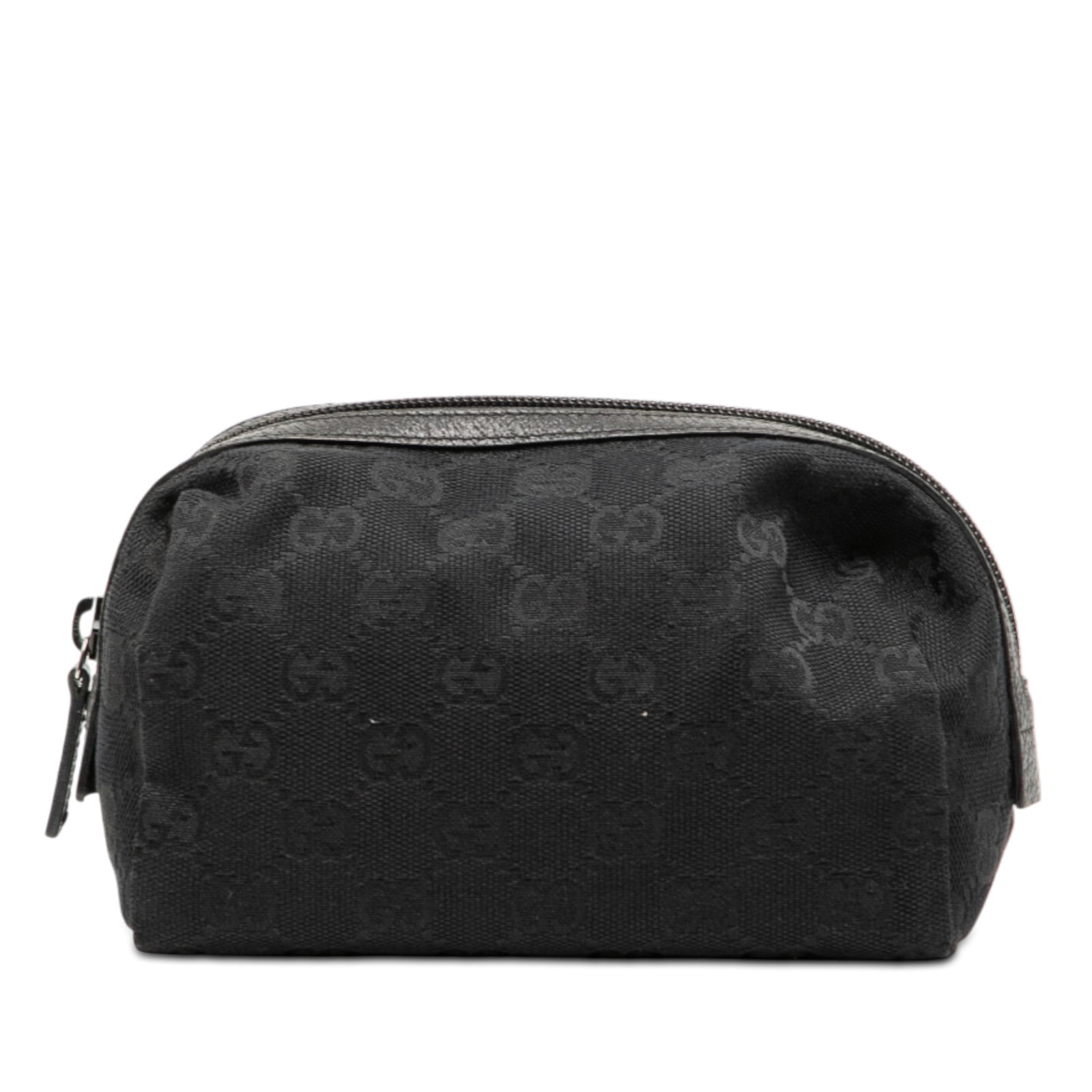 Black GG Canvas Zip Pouch with Leather Trim by Gucci (1 of 7)
