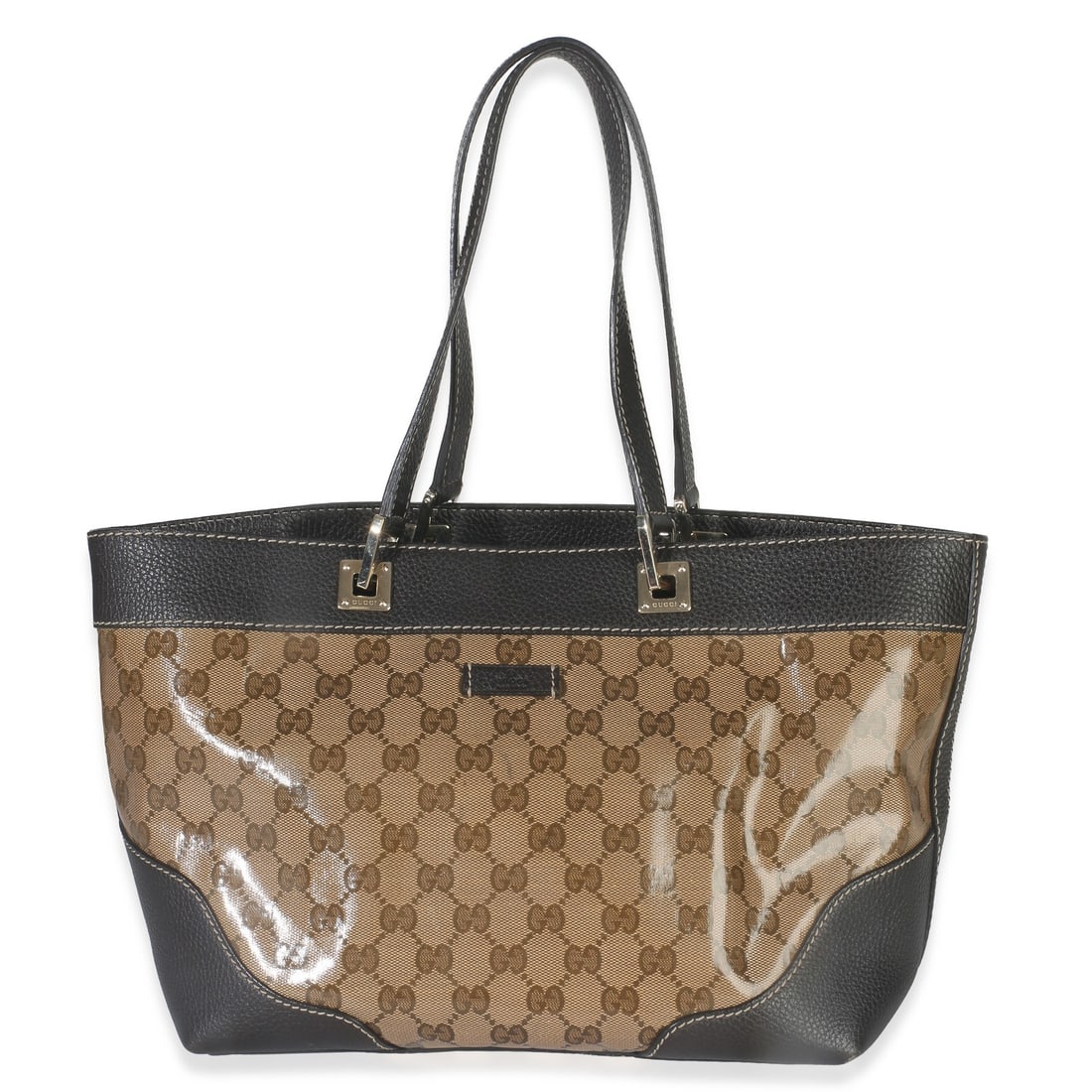 Gucci GG Crystal Brown Leather Tote Handbag Made in Italy (1 of 9)