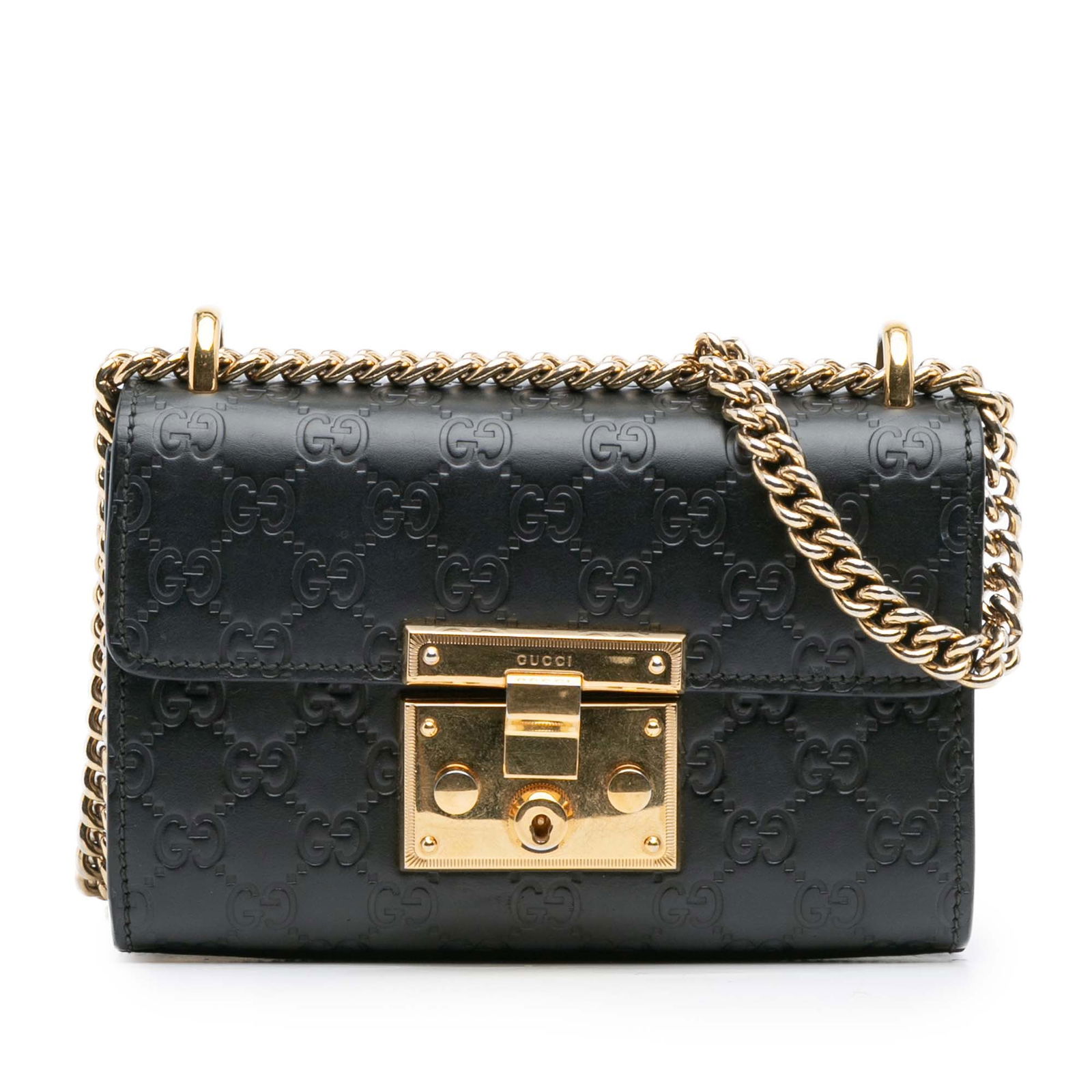 Gucci Small Guccissima Padlock Crossbody Bag Black Leather: Gucci Small Guccissima Padlock Crossbody Bag Black Leather The Small Guccissima Padlock Crossbody bag is a stylish accessory crafted from embossed leather, showcasing a chic black color. This bag feat