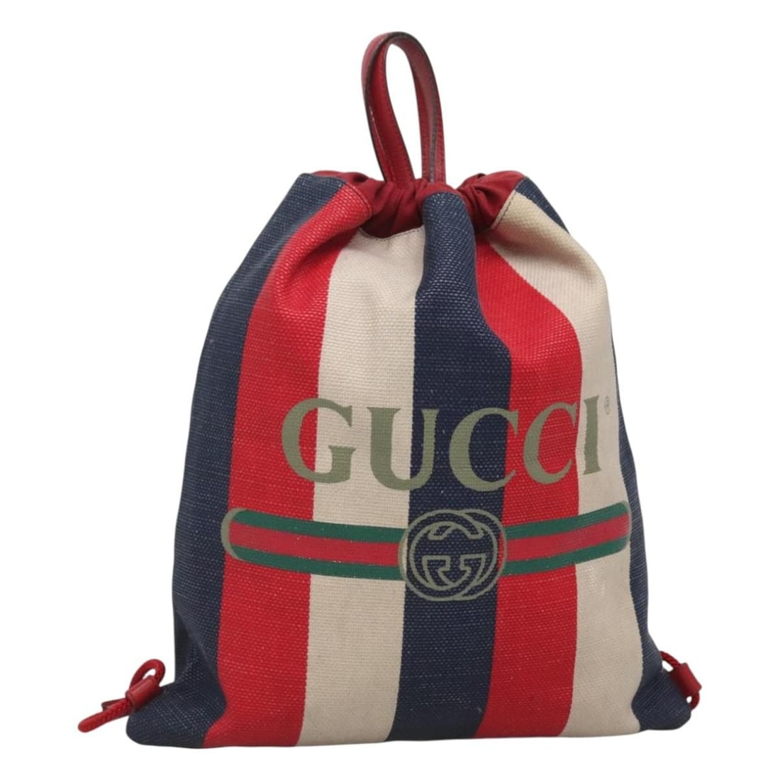 Multicolor Canvas Drawstring Backpack by Gucci for Women: Multicolor Canvas Drawstring Backpack by Gucci for Women This Gucci Logo Drawstring Backpack is crafted from multicolour canvas, designed for female use. It features a drawstring closure and has metal