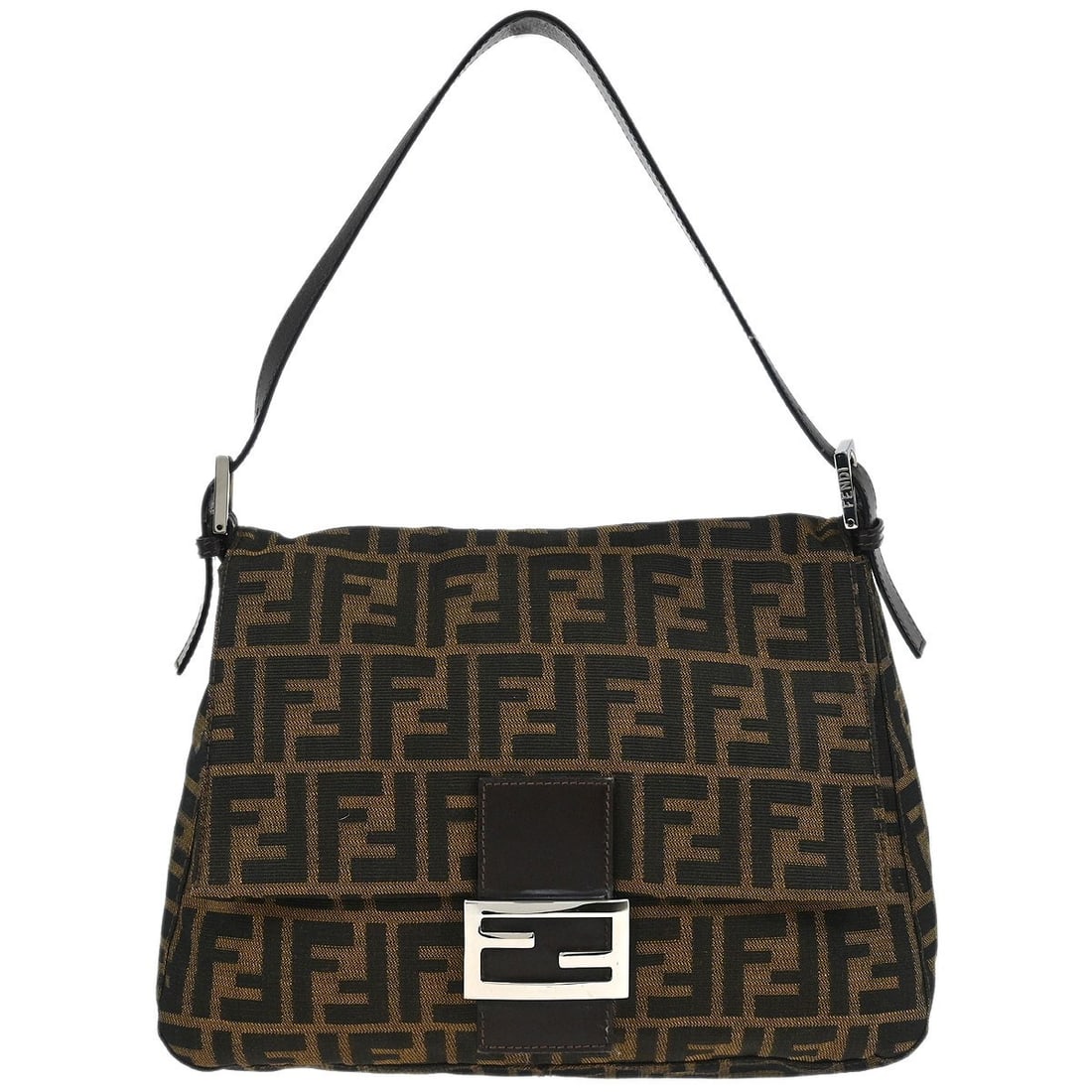 Fendi Zucca Mamma Baguette Brown Canvas Handbag 254826325018: Fendi Zucca Mamma Baguette Brown Canvas Handbag 254826325018 This Fendi Mamma Baguette handbag showcases the iconic brown canvas Zucca pattern, perfect for casual occasions. It features a medium size